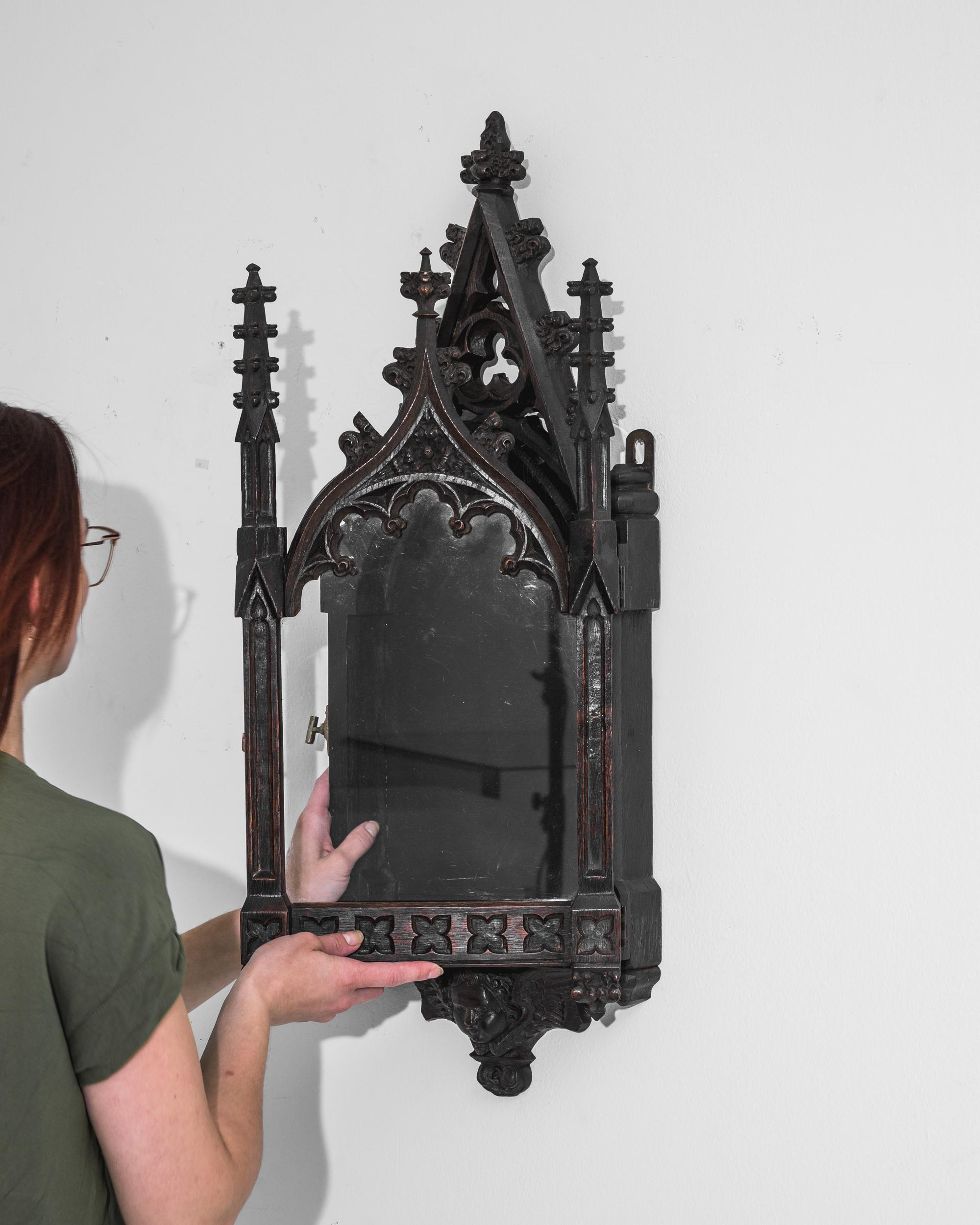 Hand-Carved French Gothic Revival Display Cabinet