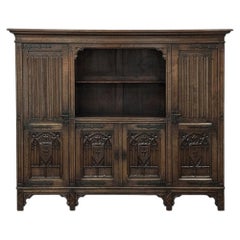 French Gothic Revival Hand-Carved Oak Cabinet Bookcase ~ Cabinet