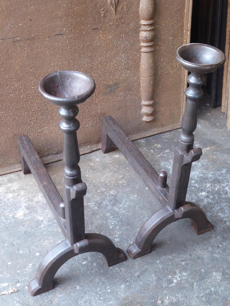 French Gothic Style Andirons or Firedogs 6