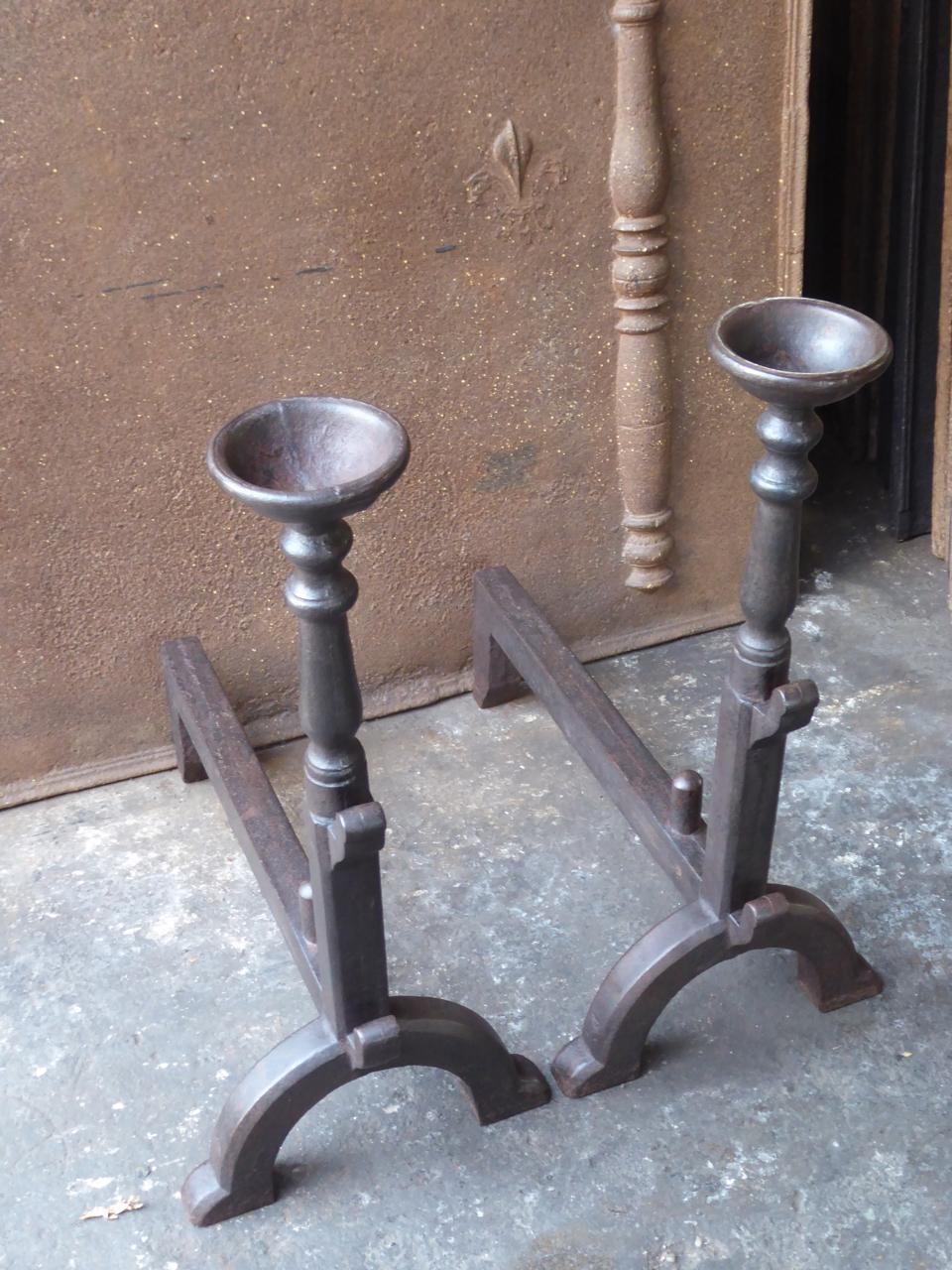 French Gothic Style Andirons or Firedogs In Good Condition In Amerongen, NL