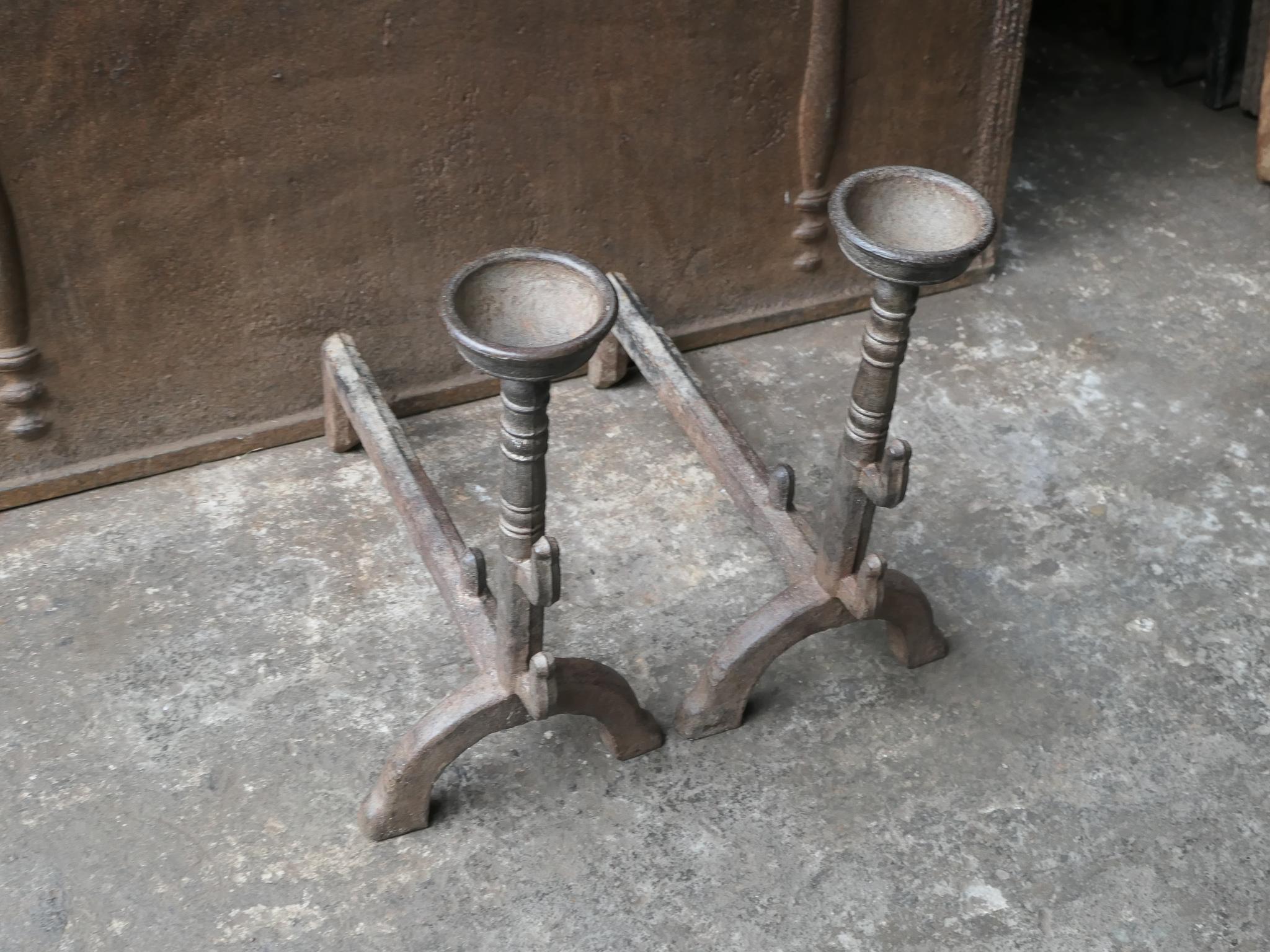 20th Century French Gothic Style Andirons or Firedogs For Sale