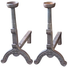 French Gothic Style Andirons or Firedogs
