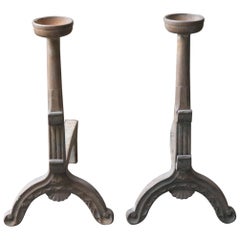 French Gothic Style Andirons or Firedogs