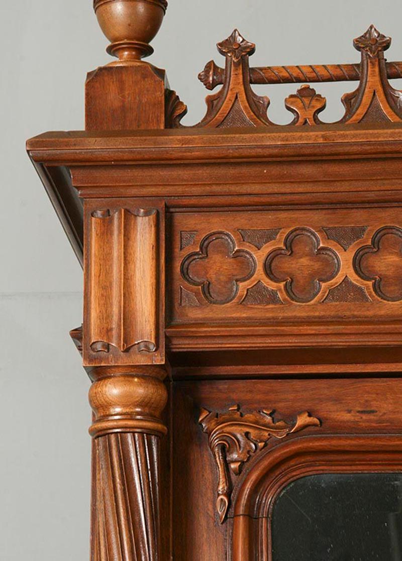 French Gothic Style Bedroom Set, Carved Walnut End of the 19th Century 10