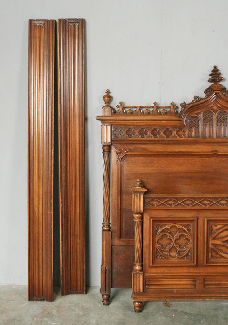 French Gothic Style Bedroom Set, Carved Walnut End of the 19th Century 13