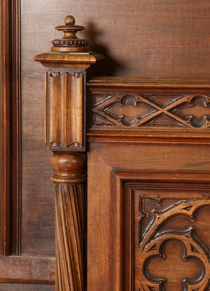 Gothic Revival French Gothic Style Bedroom Set, Carved Walnut End of the 19th Century
