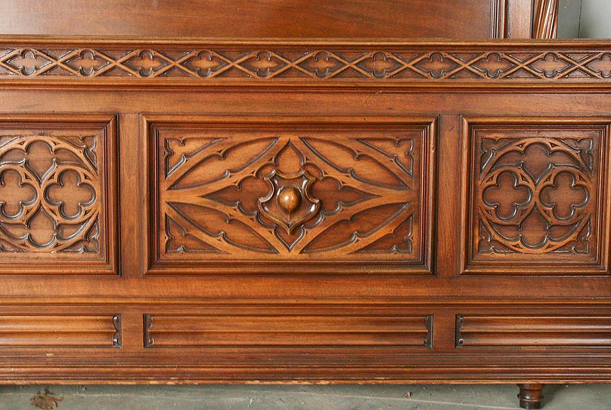 French Gothic Style Bedroom Set, Carved Walnut End of the 19th Century 1