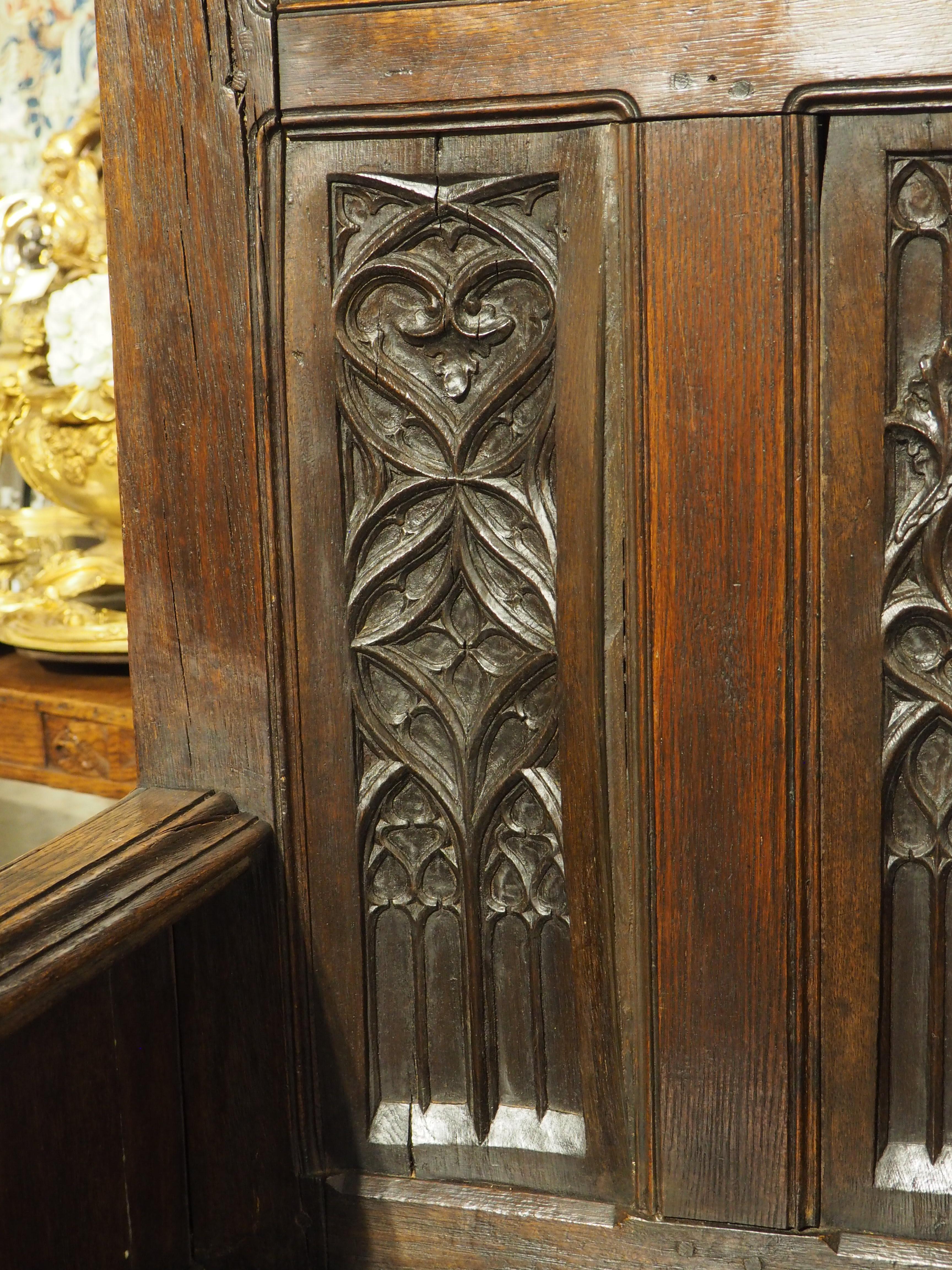 French Gothic Style Carved Oak Chayère Throne Chair, 19th Century For Sale 7