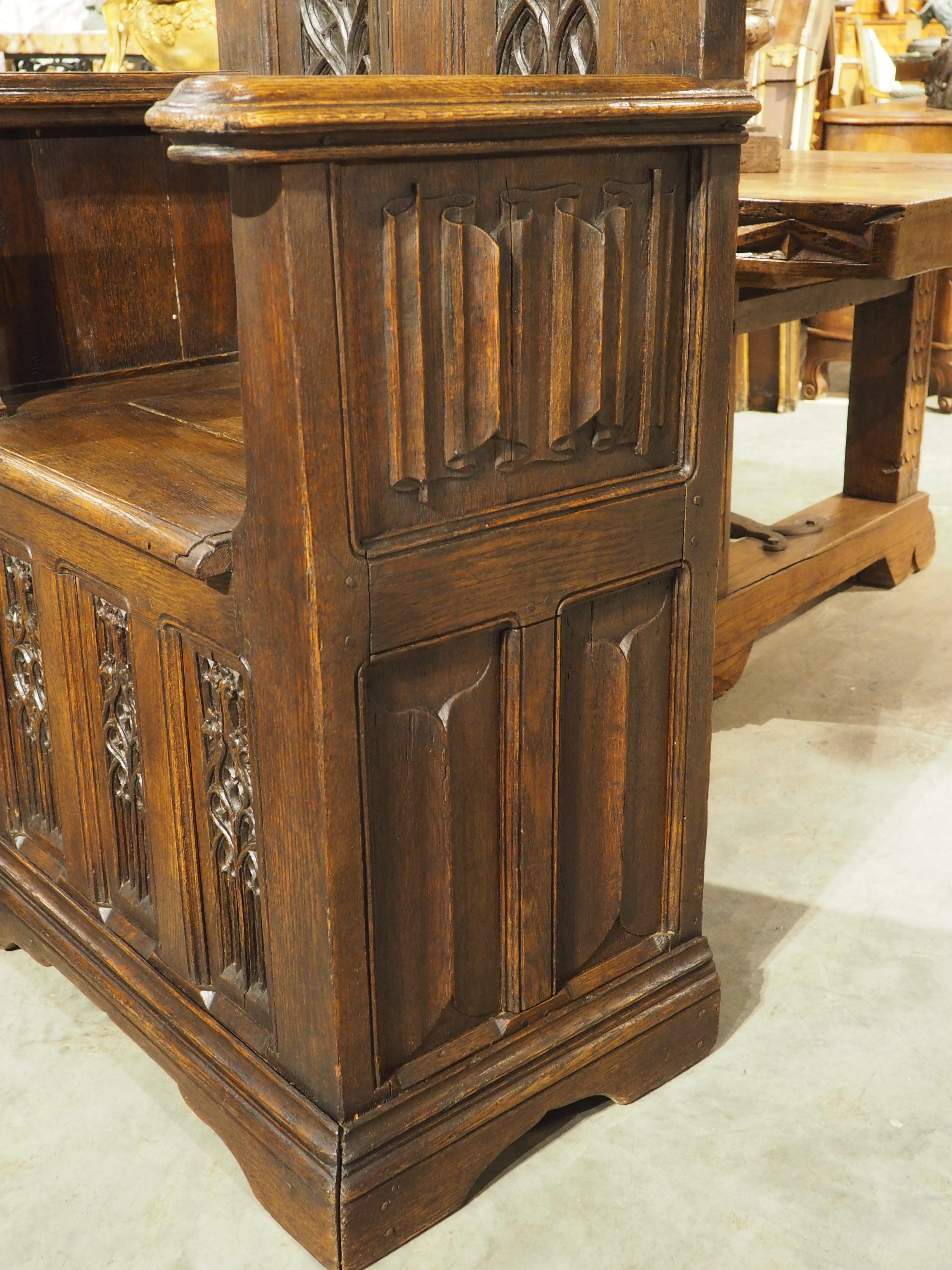 French Gothic Style Carved Oak Chayère Throne Chair, 19th Century For Sale 10