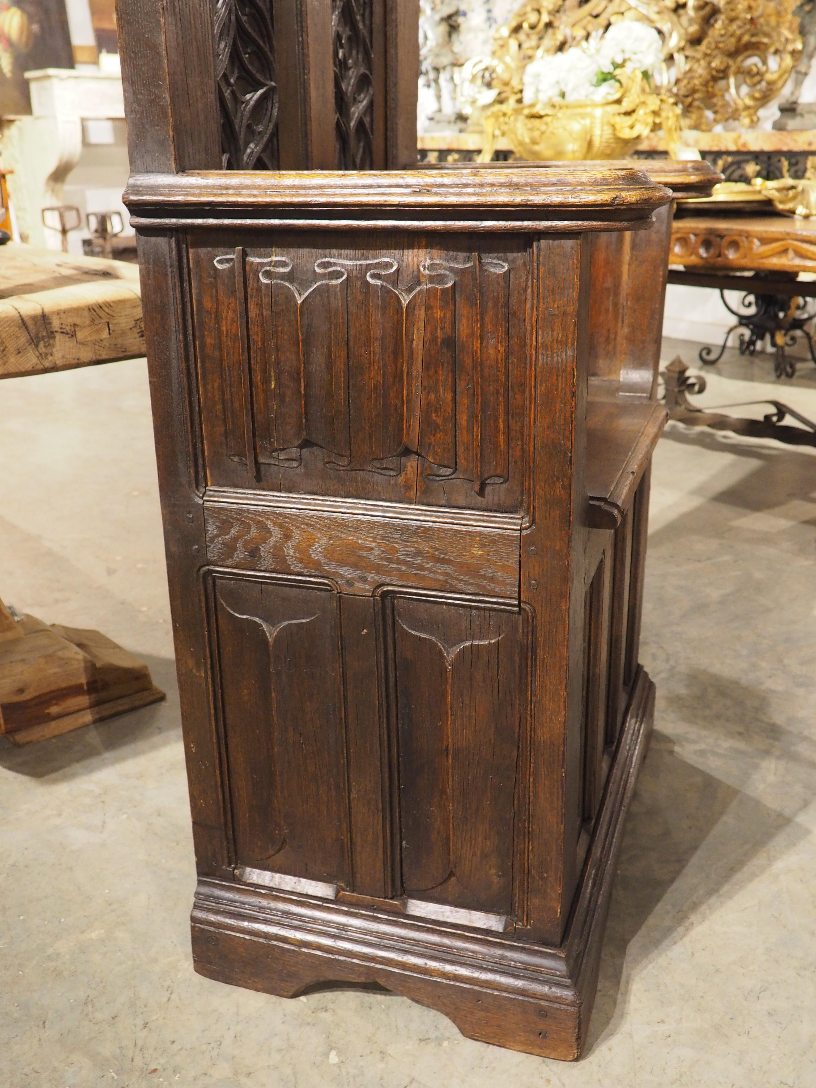 French Gothic Style Carved Oak Chayère Throne Chair, 19th Century For Sale 13