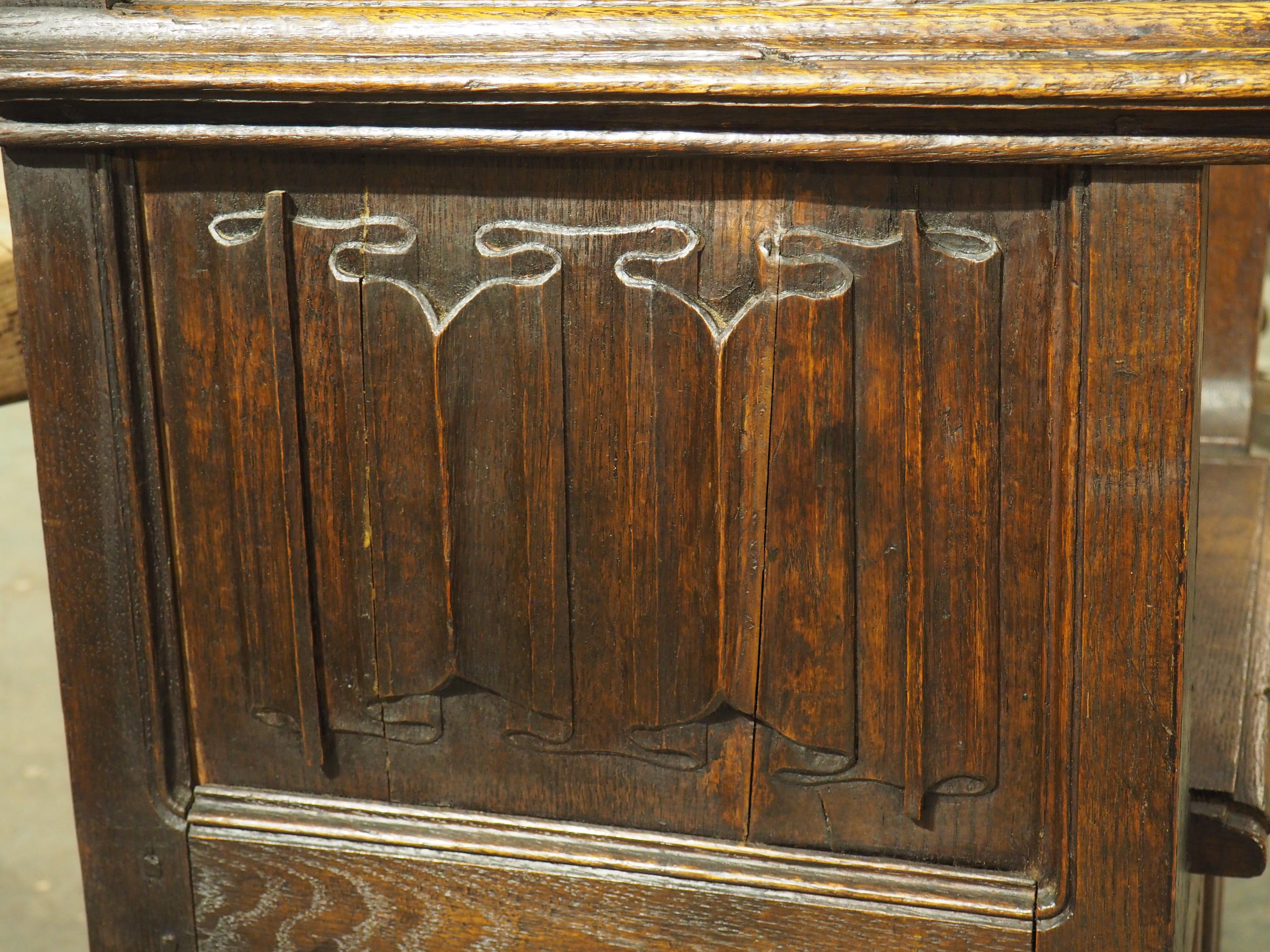 French Gothic Style Carved Oak Chayère Throne Chair, 19th Century For Sale 14