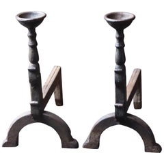 Vintage French Gothic Style Firedogs or Andirons
