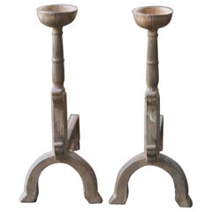 French Gothic Style Firedogs or Andirons