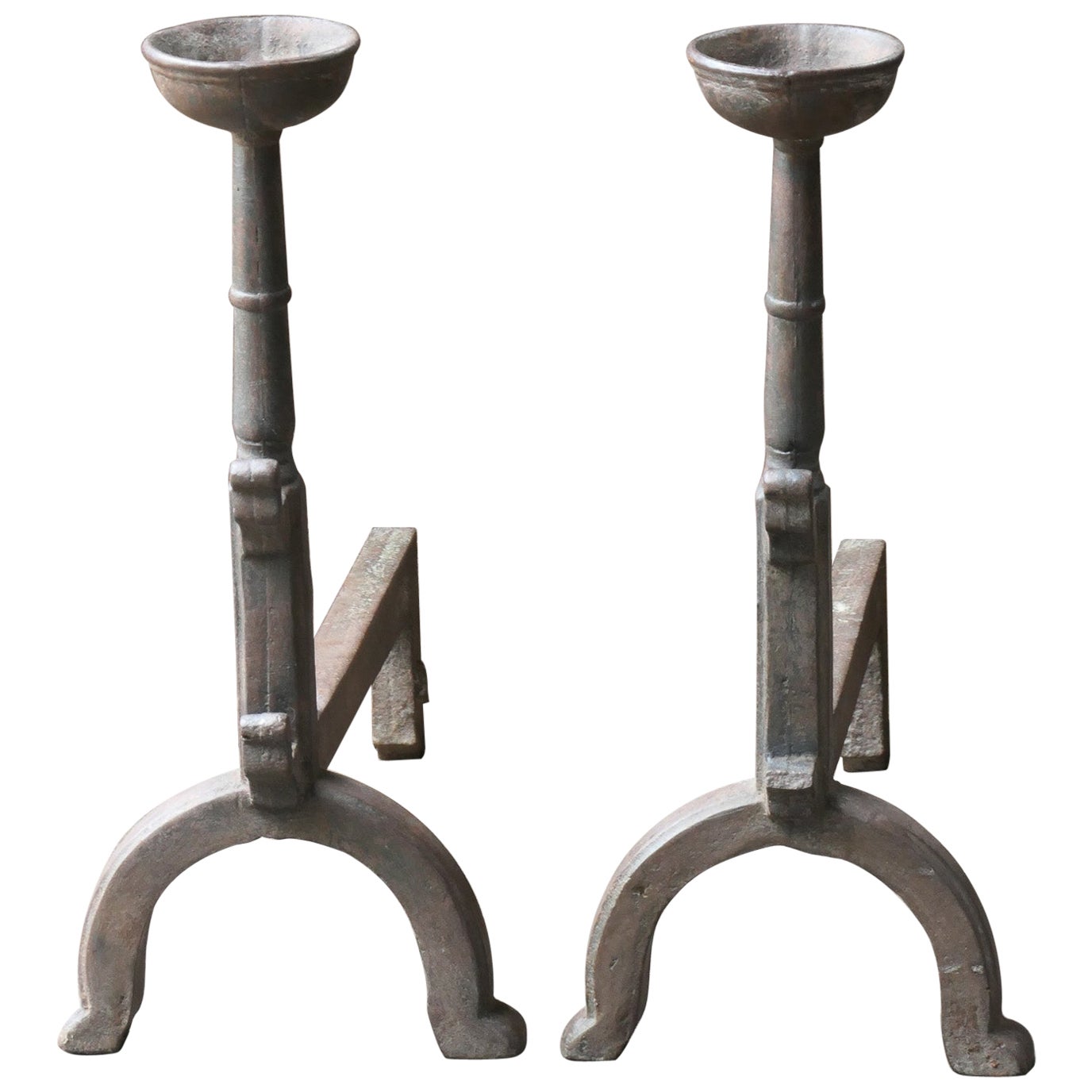 French Gothic Style Firedogs or Andirons