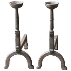 French Gothic Style Firedogs or Andirons