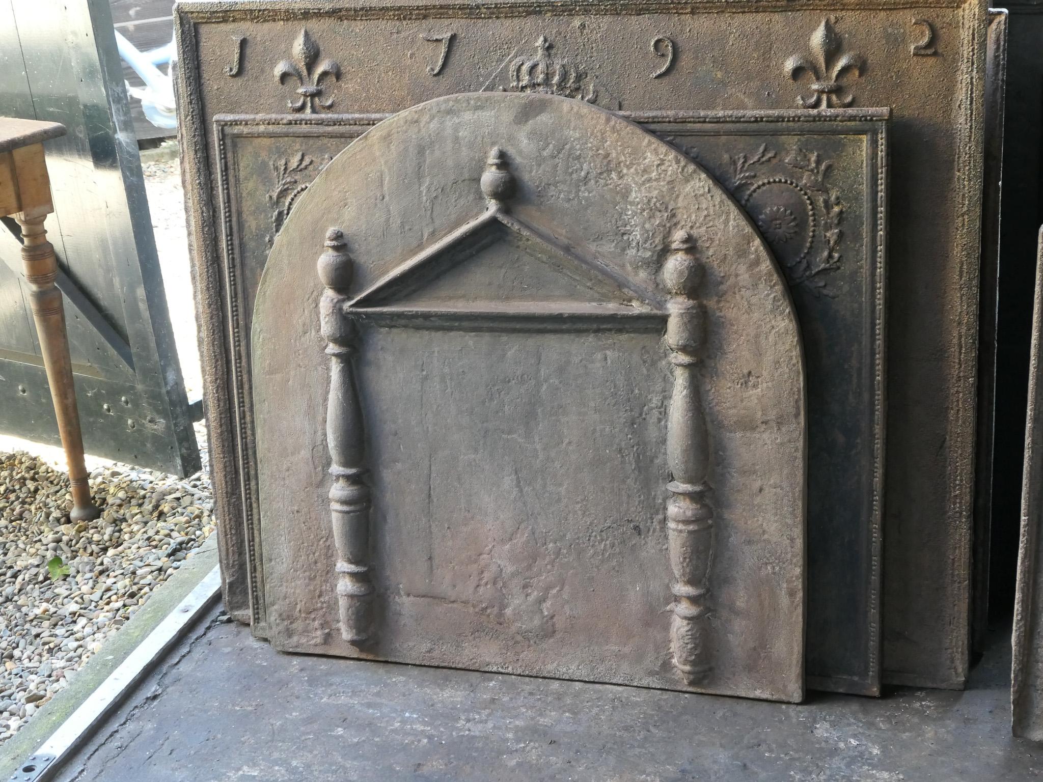 20th Century French Gothic Style 'Pillars and Pediment' Fireback / Backspash For Sale