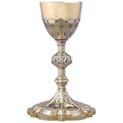 Antique French Gothic-Style Silver Gilt Chalice
