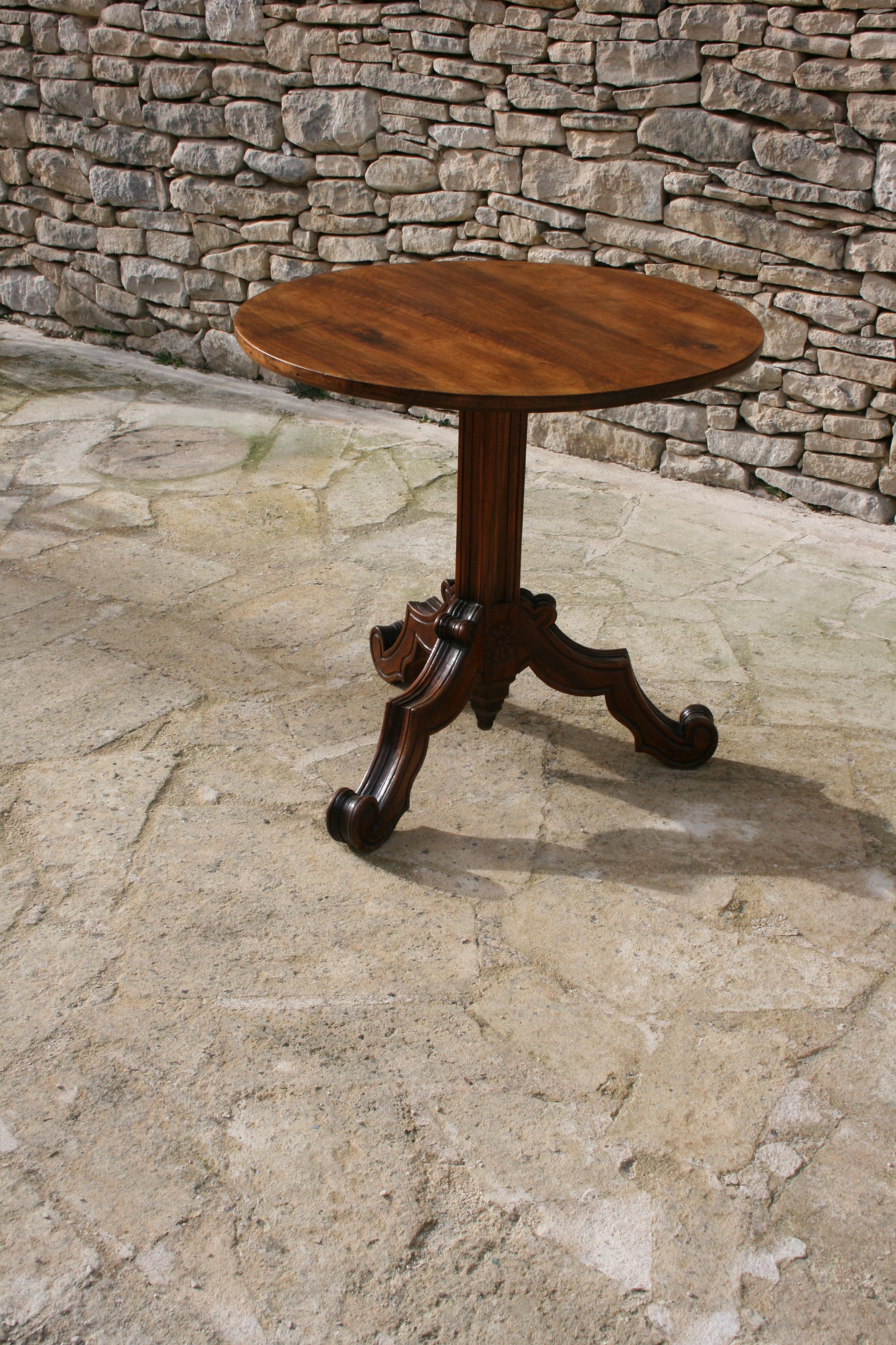 19th Century French Gothic Tilt-Top Mahogany Lamp or Side Table For Sale