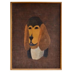 French gouache on kraft paper, 1970s, depicting the portrait of a dog. French gouache on kraft paper, 1970s, depicting the portrait of a dog.