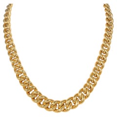 French graduated gold curblink chain necklace