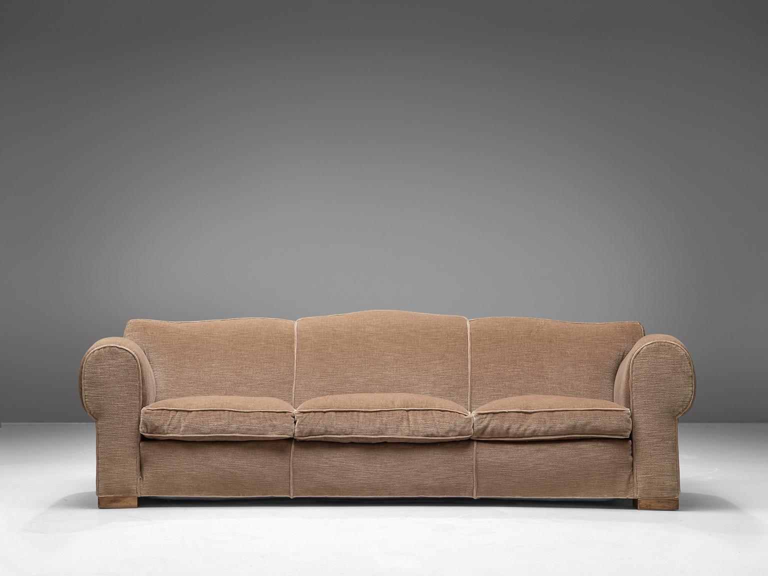 taupe velvet sofa