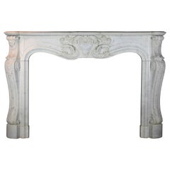 French Grand Interior Antique Fireplace Surround in Carrara White Marble