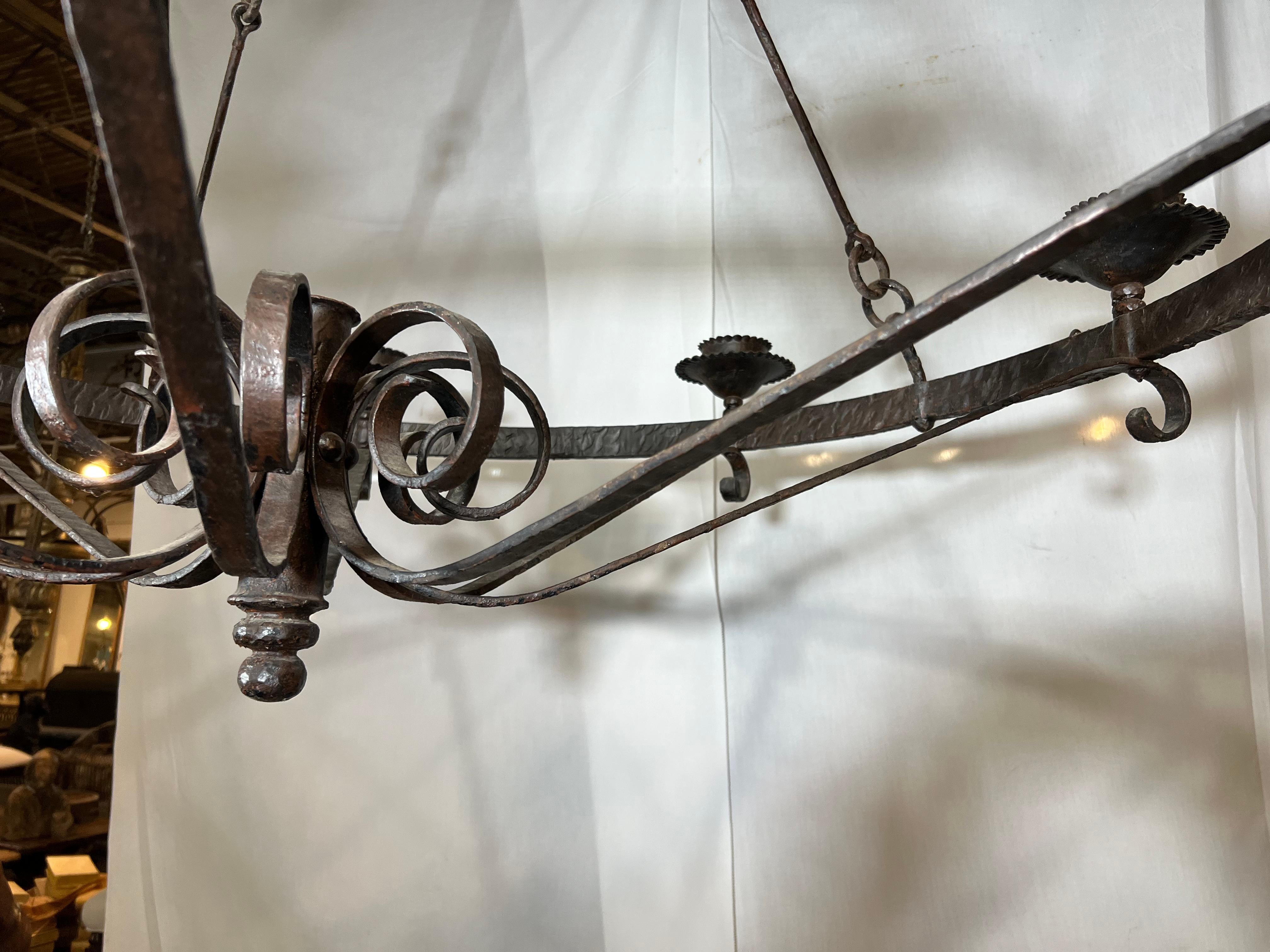French Grand Scale Iron Chandelier For Sale 5