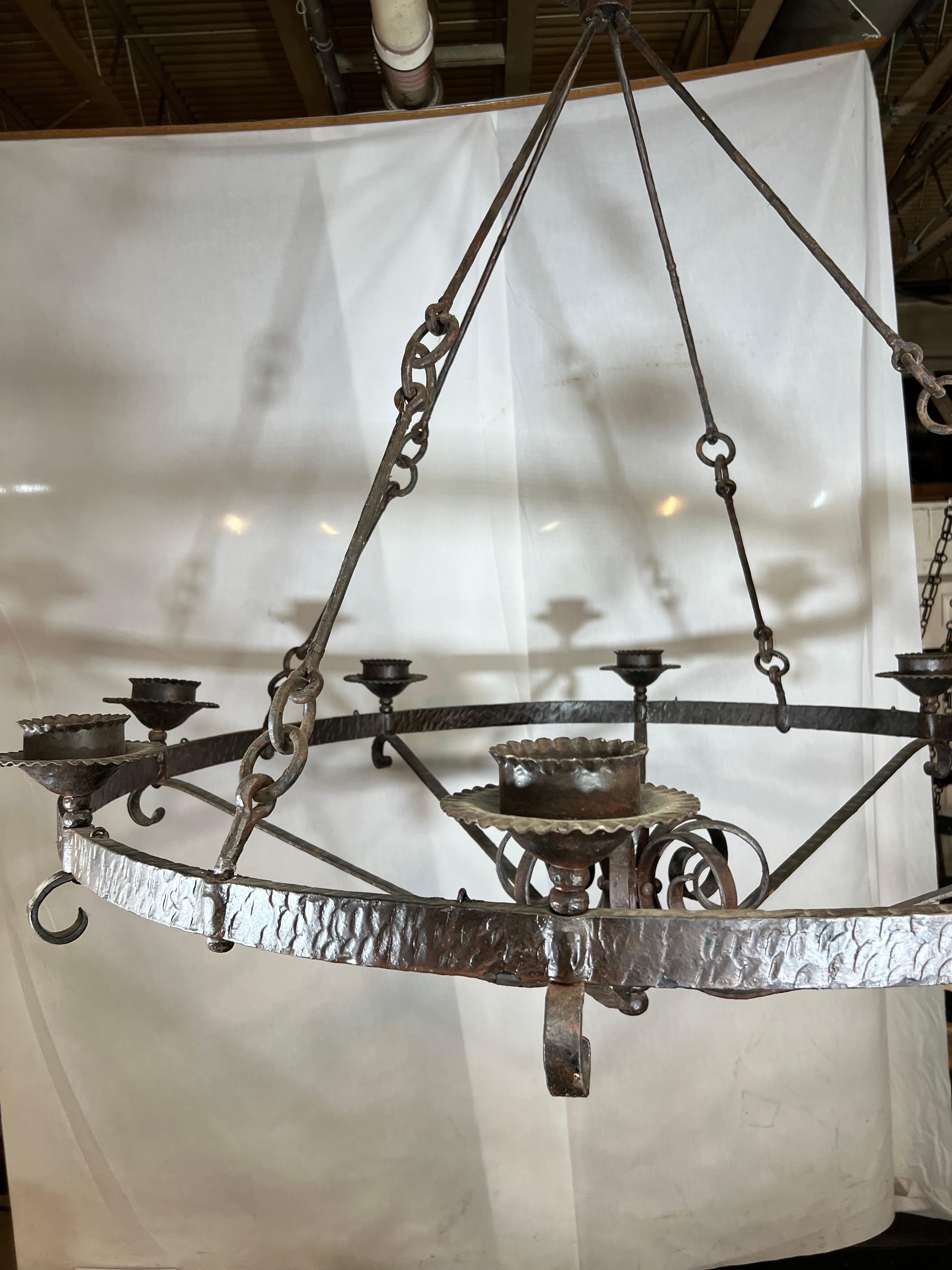 French Grand Scale Iron Chandelier For Sale 1