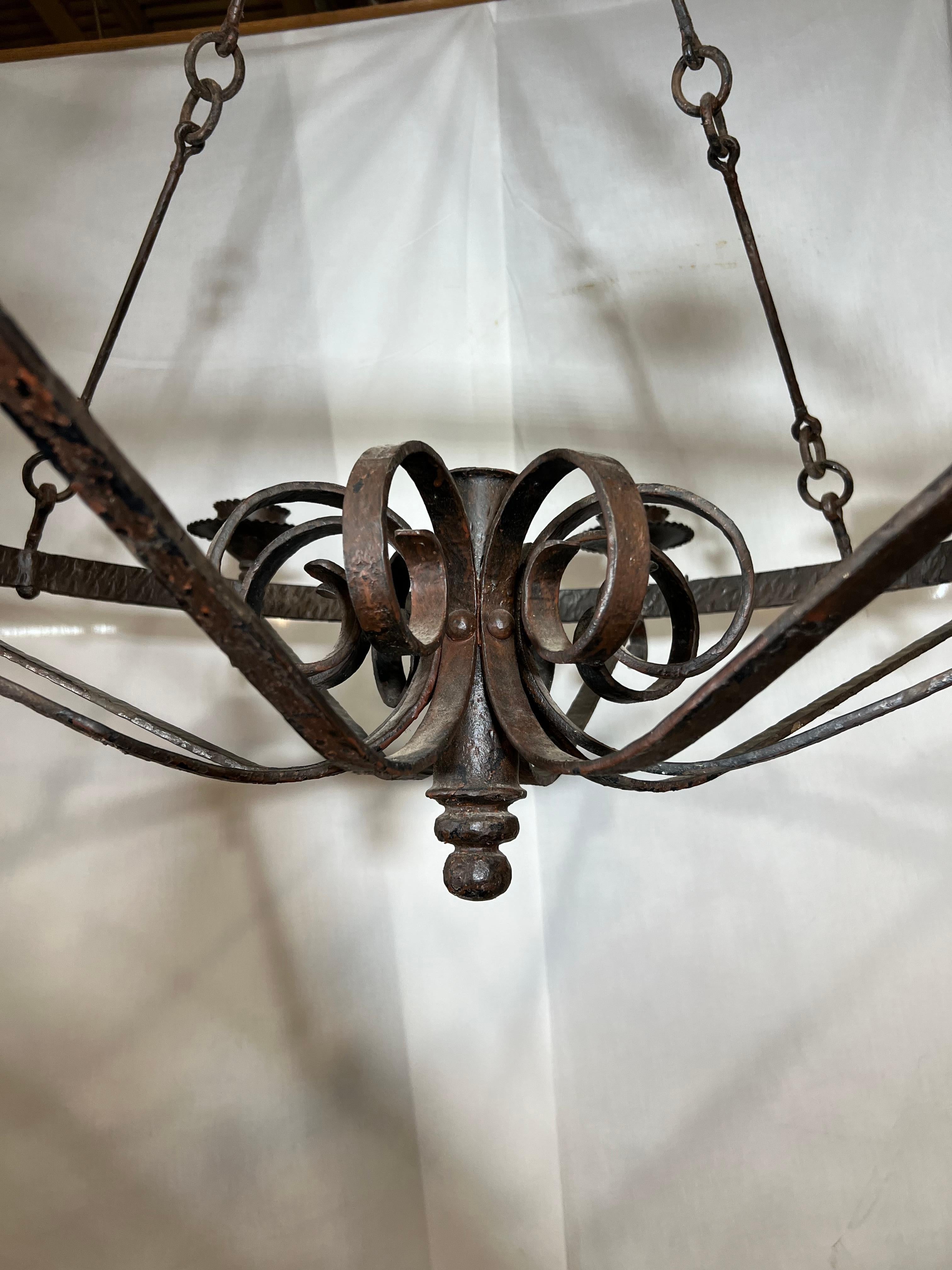 French Grand Scale Iron Chandelier For Sale 2