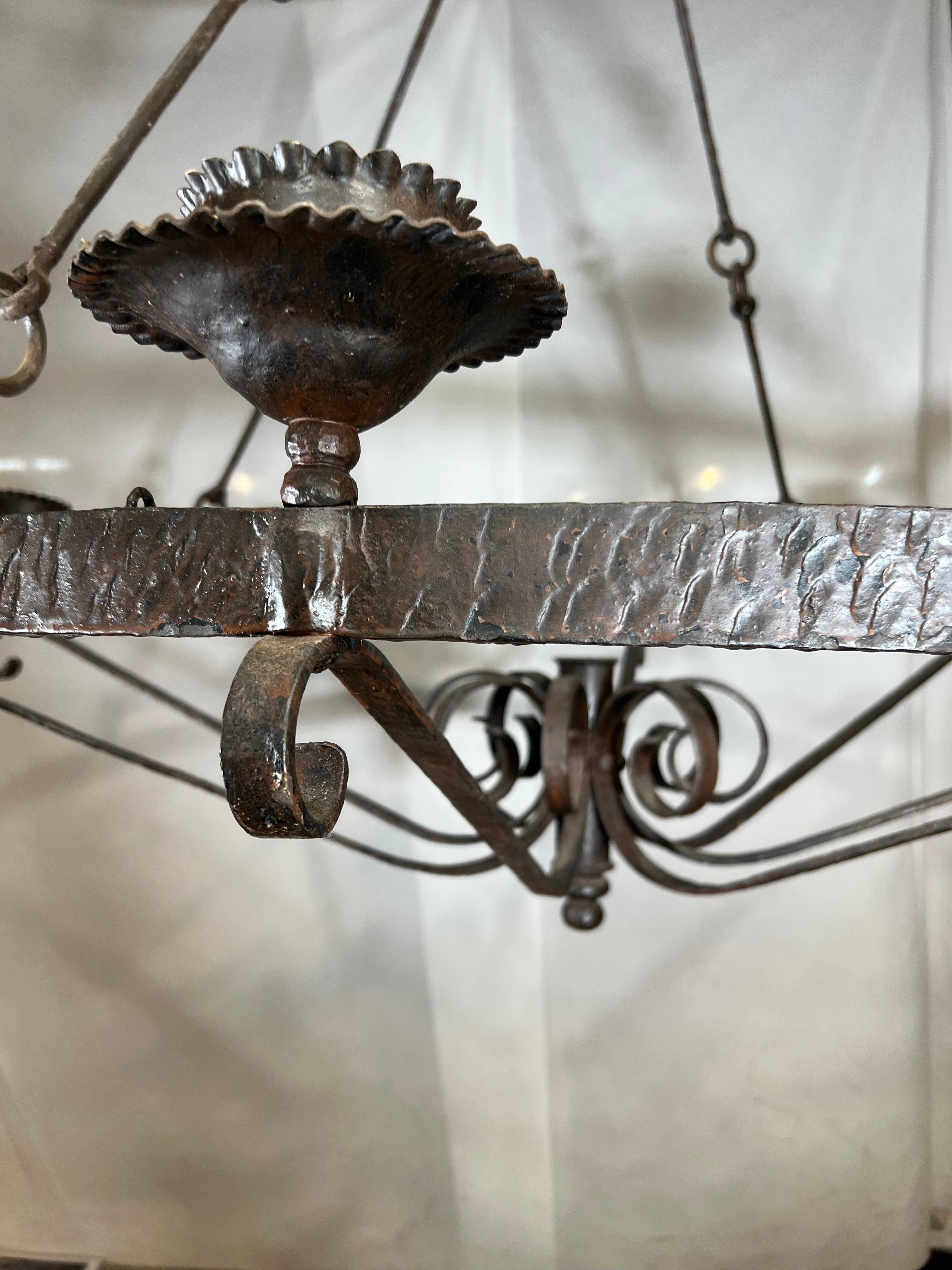 French Grand Scale Iron Chandelier For Sale 3