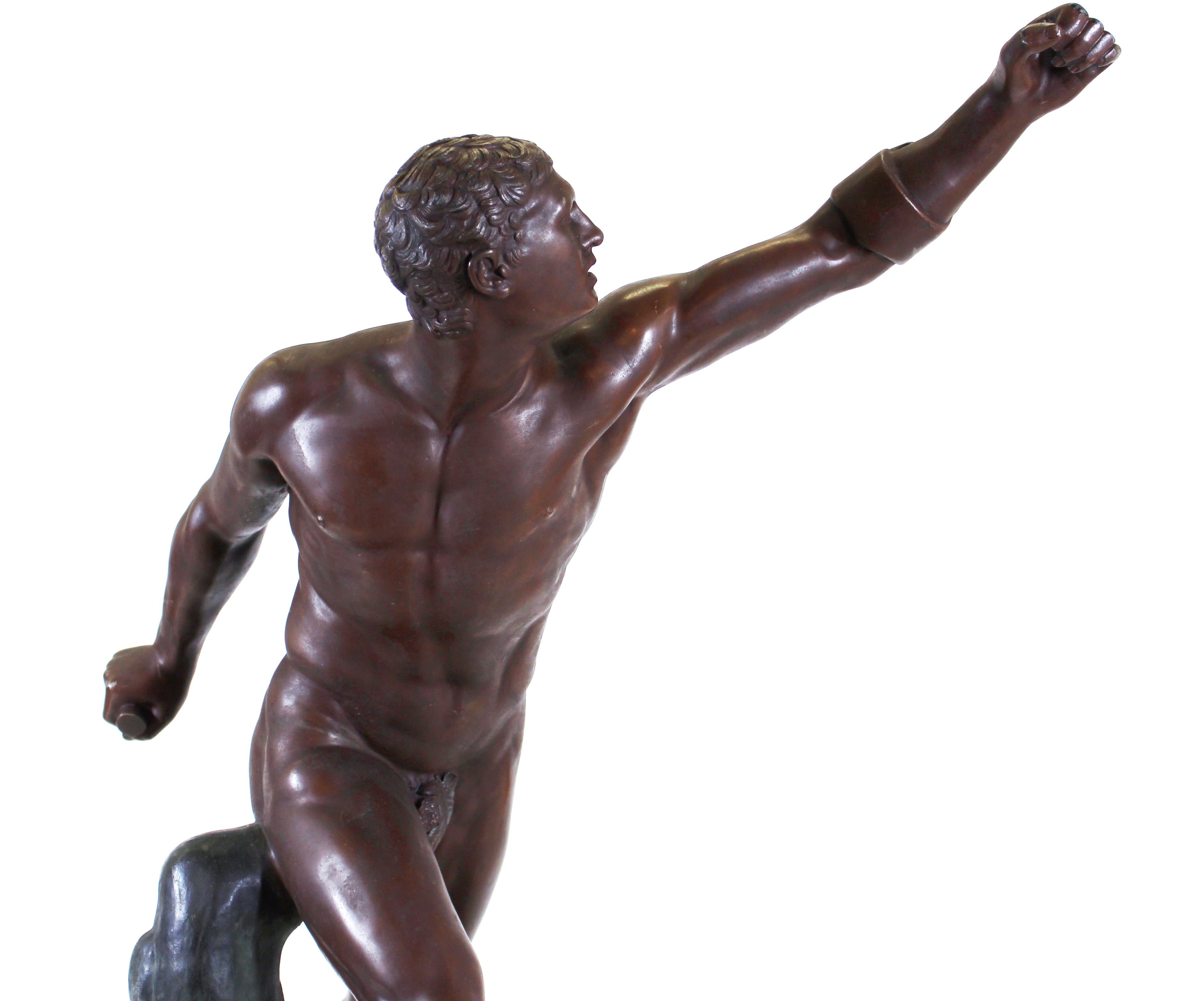 French Grand Tour Borghese Gladiator in Cast Metal For Sale 6
