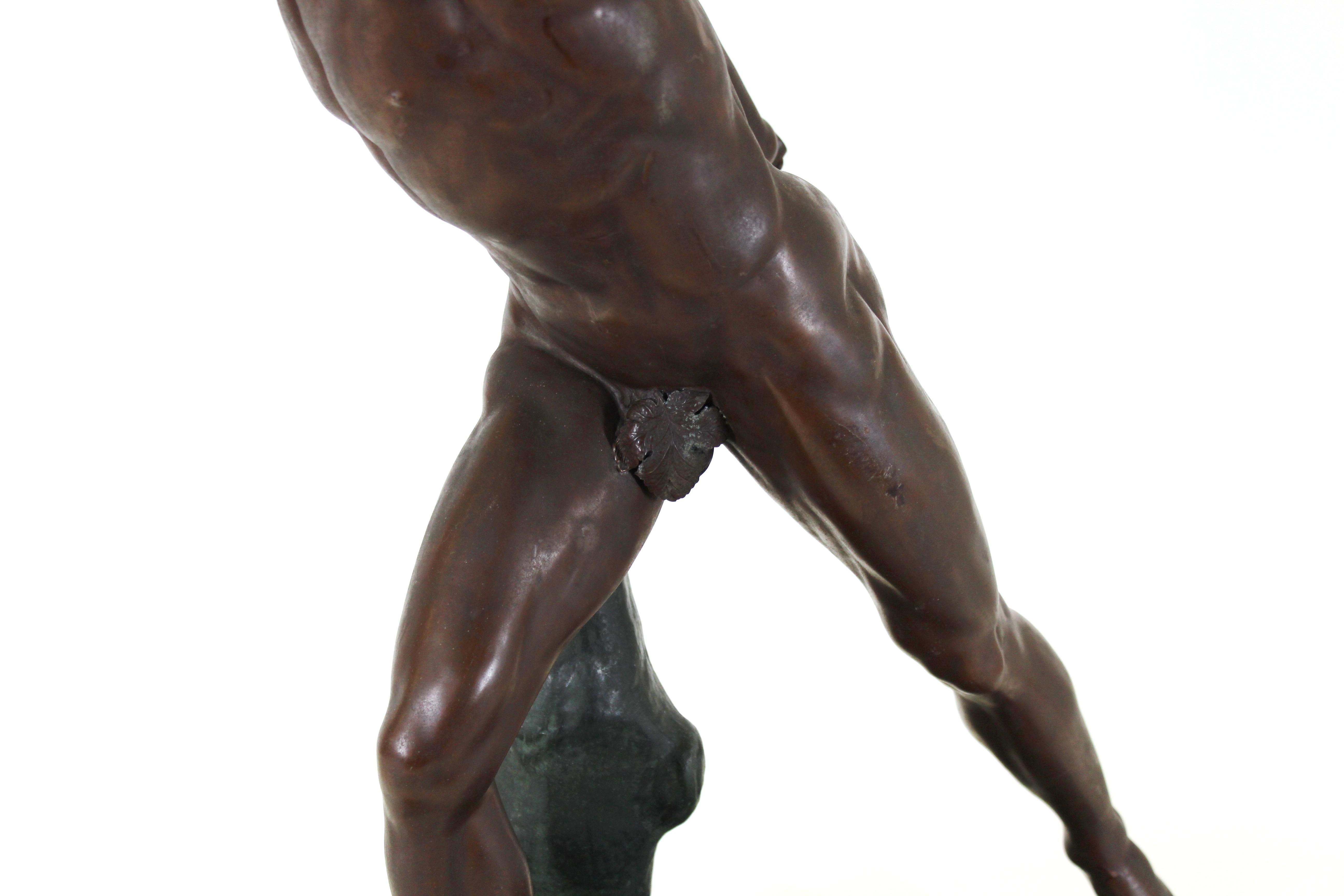 French Grand Tour Borghese Gladiator in Cast Metal In Good Condition For Sale In New York, NY