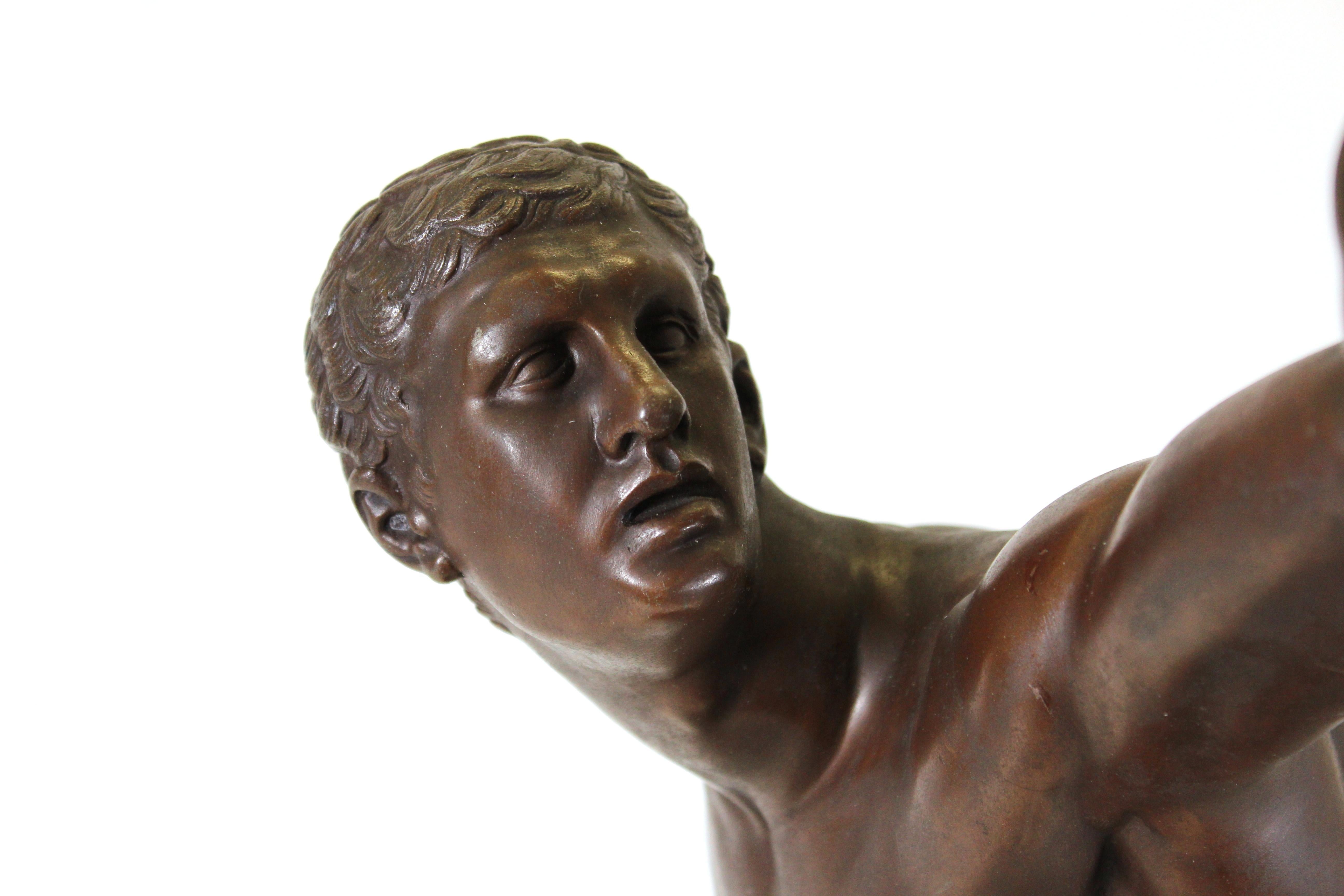 Late 19th Century French Grand Tour Borghese Gladiator in Cast Metal For Sale