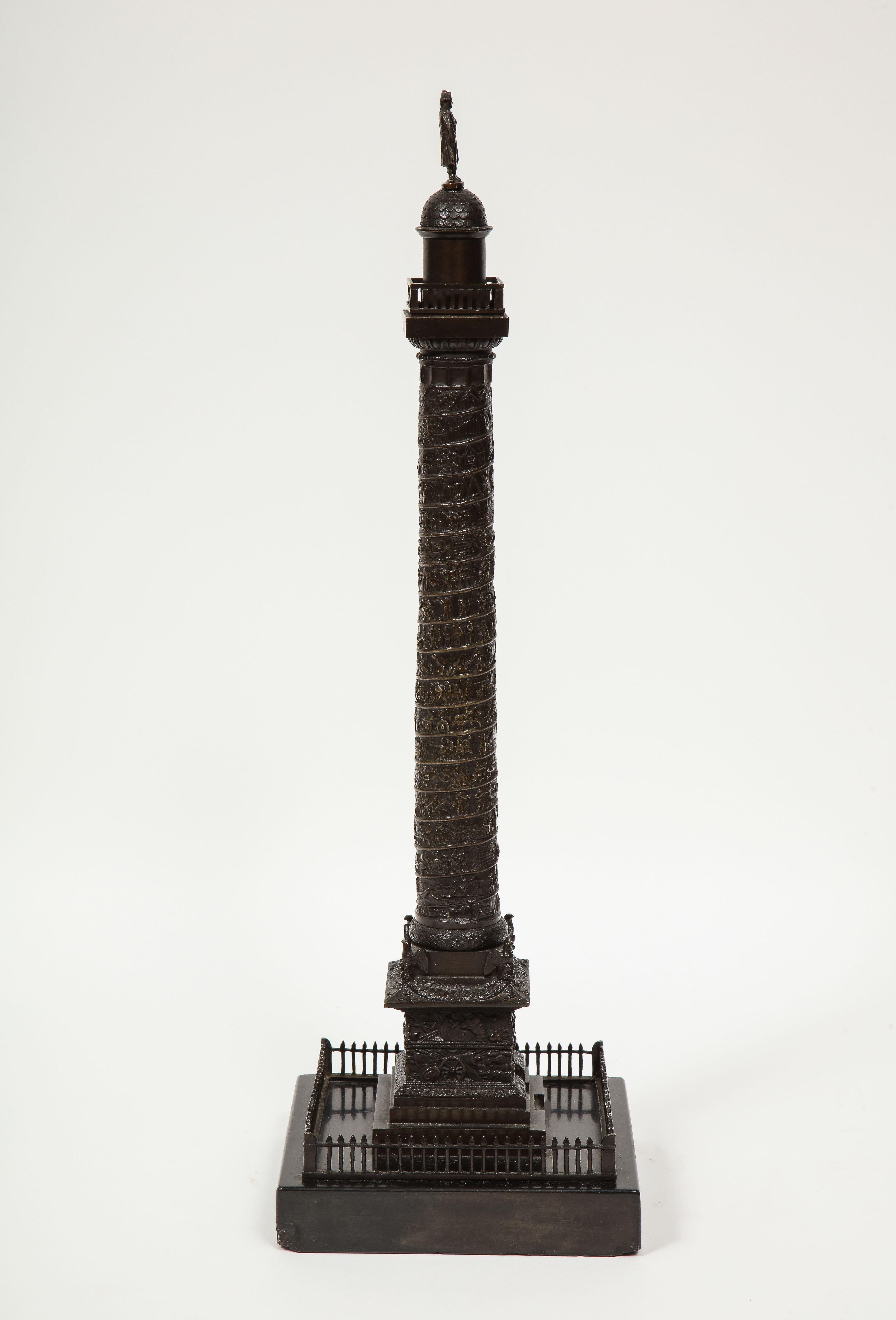 French Grand Tour Bronze Column of the Place Vendome in Paris, 19th Century 6