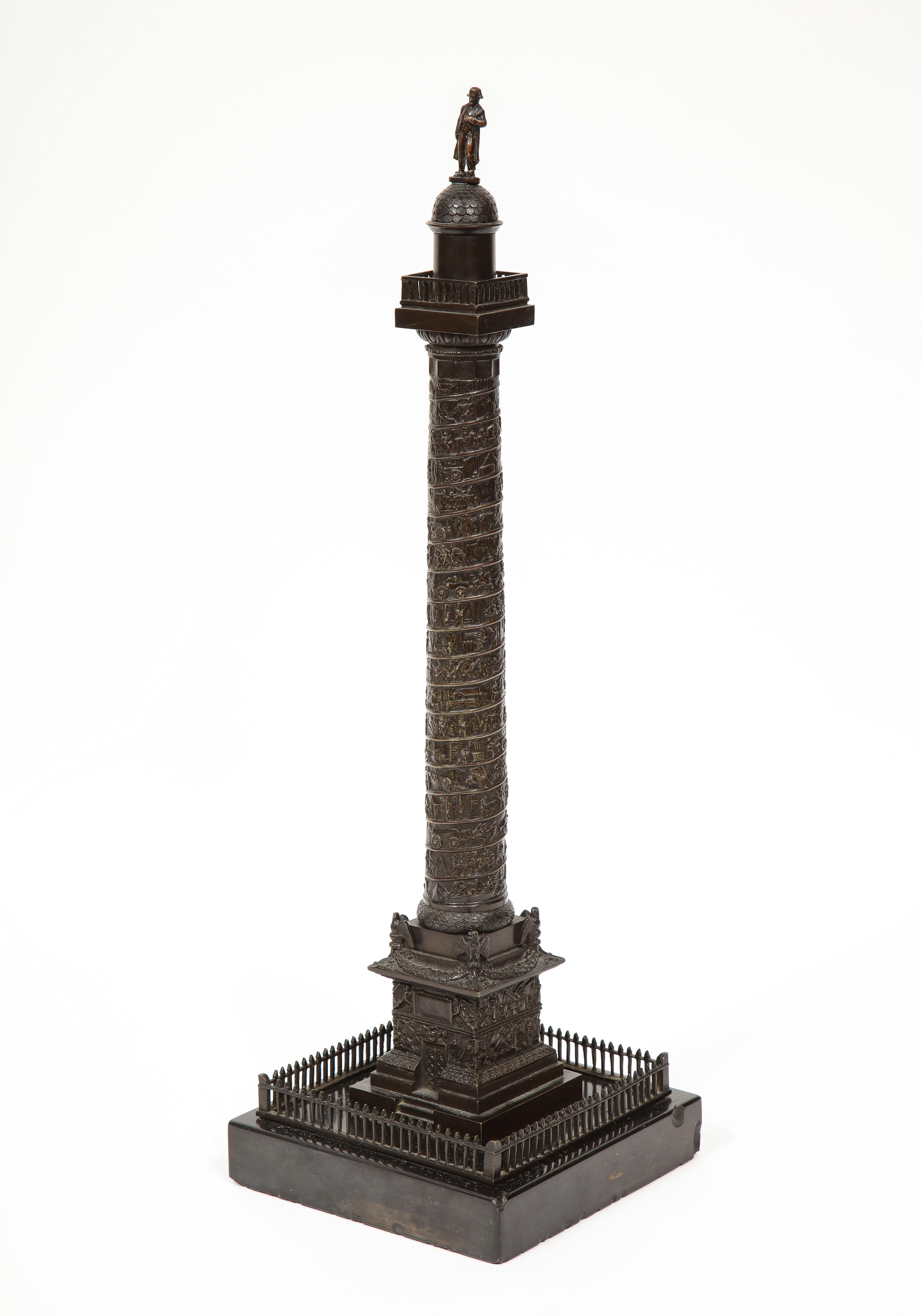 French Grand Tour Bronze Column of the Place Vendome in Paris, 19th Century 14