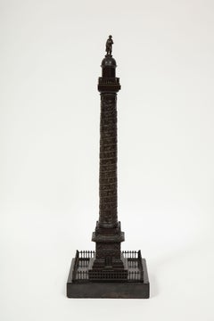 French Grand Tour Bronze Column of the Place Vendome in Paris, 19th Century