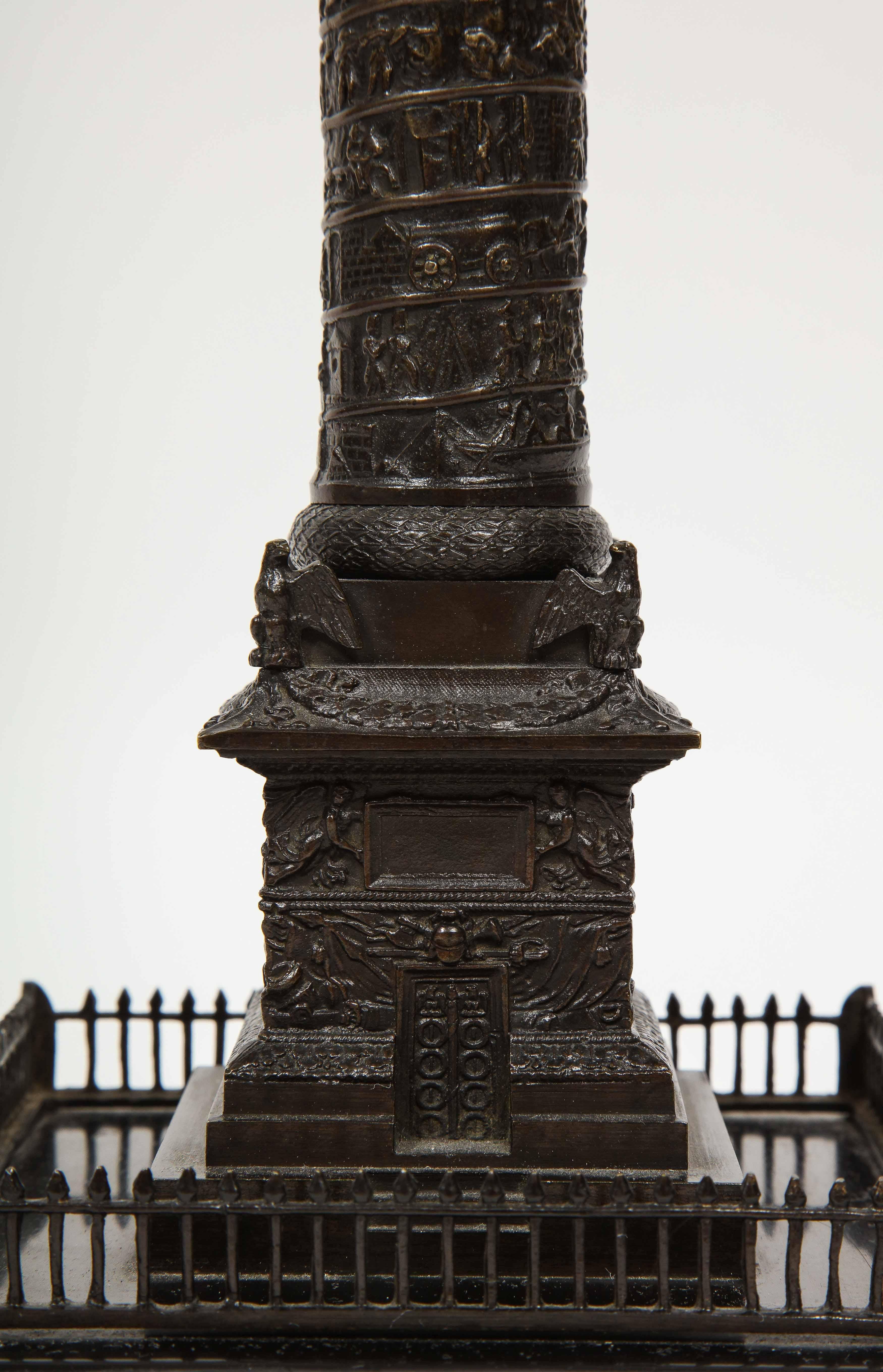 French Grand Tour Bronze Column of the Place Vendome in Paris, 19th Century In Good Condition In New York, NY