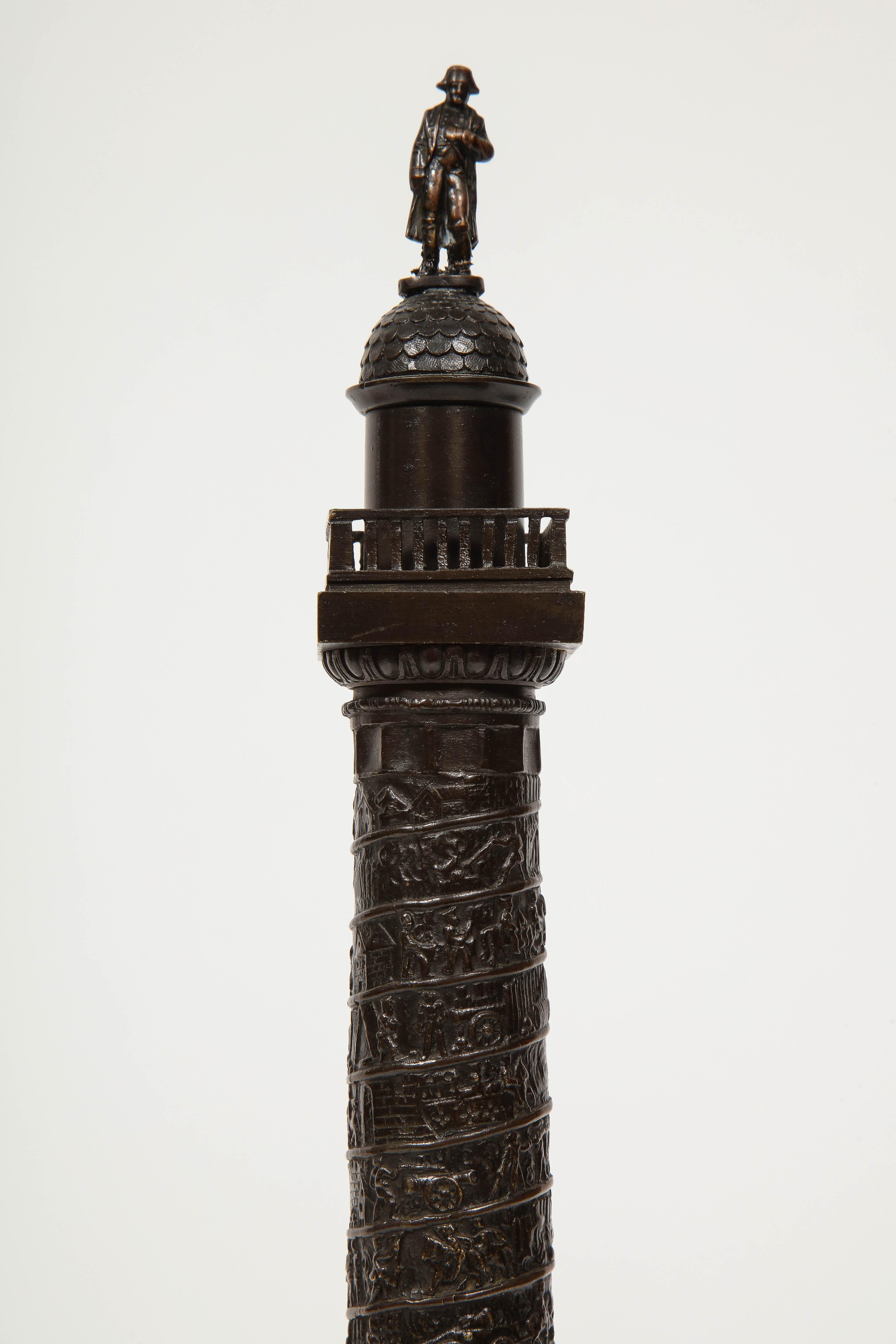 French Grand Tour Bronze Column of the Place Vendome in Paris, 19th Century 2
