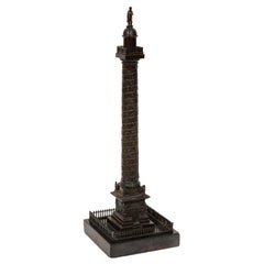 Antique French Grand Tour Bronze Column of the Place Vendome in Paris, 19th Century