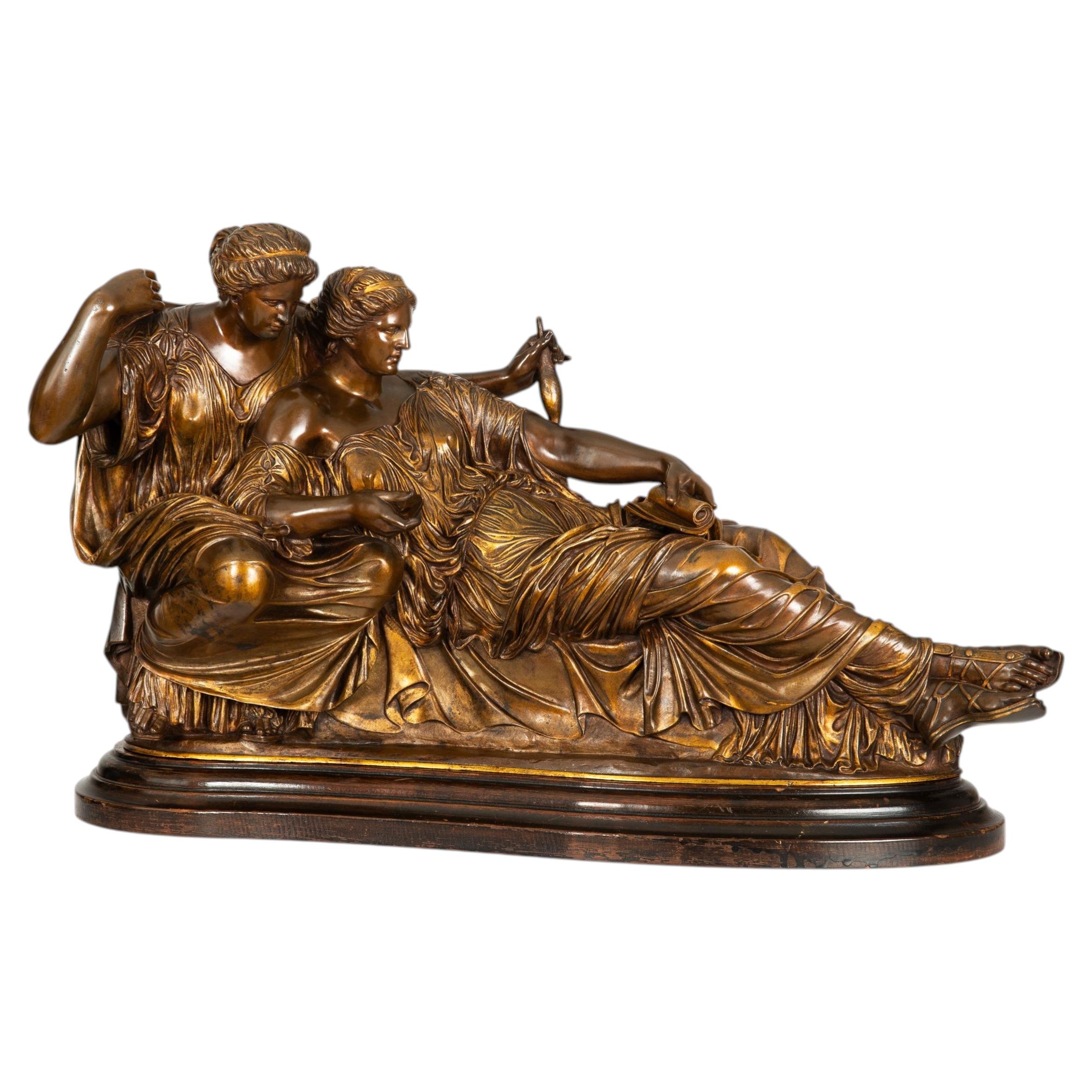 Scultura in bronzo del Grand Tour francese "Due destini" di Jean-Baptiste Clesinger
