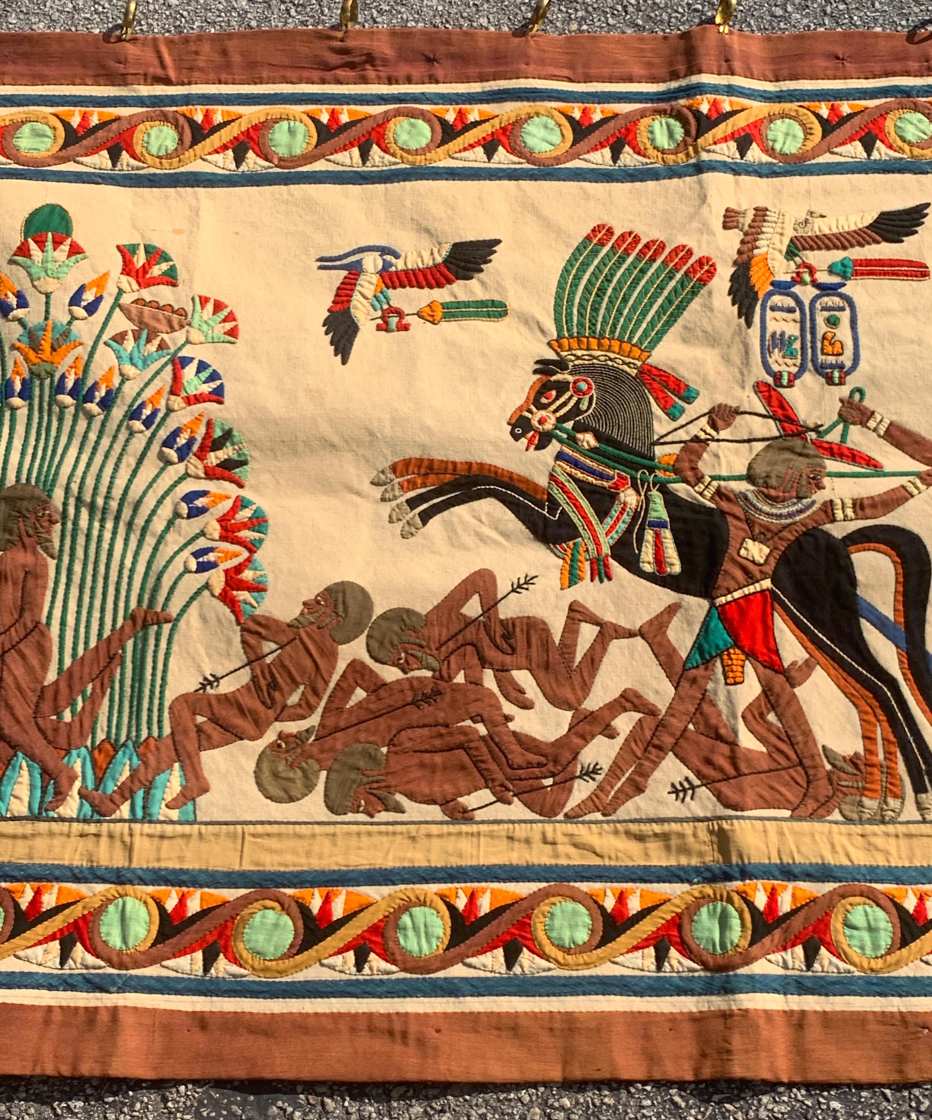 Vegetable Dyed French Grand Tour Egyptian Tomb Tapestry, circa 1925