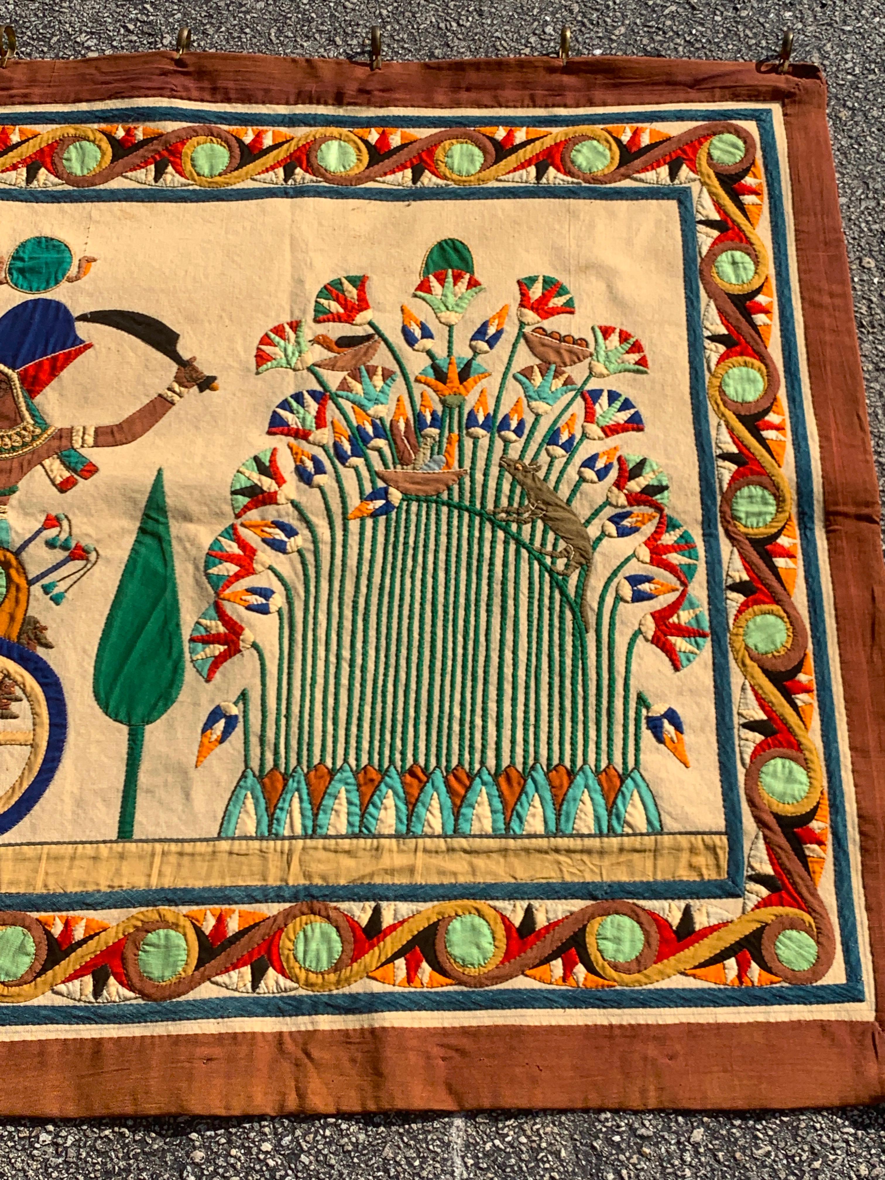 Cotton French Grand Tour Egyptian Tomb Tapestry, circa 1925 For Sale