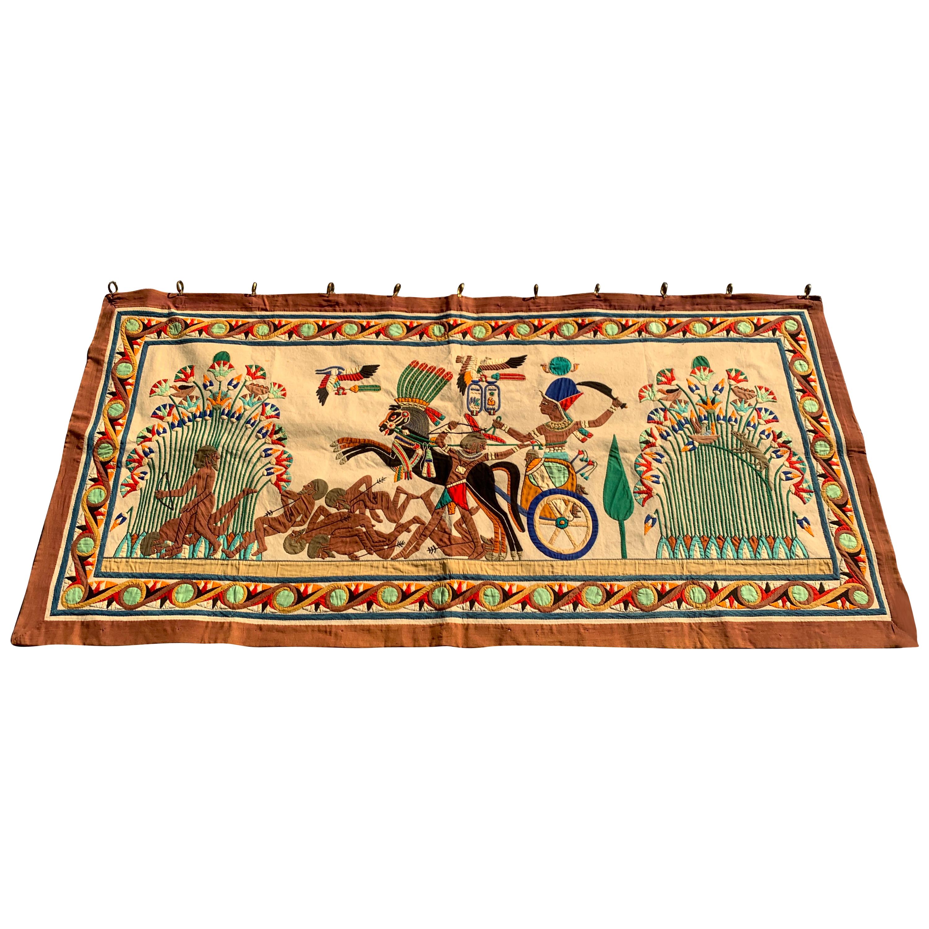 French Grand Tour Egyptian Tomb Tapestry, circa 1925 For Sale