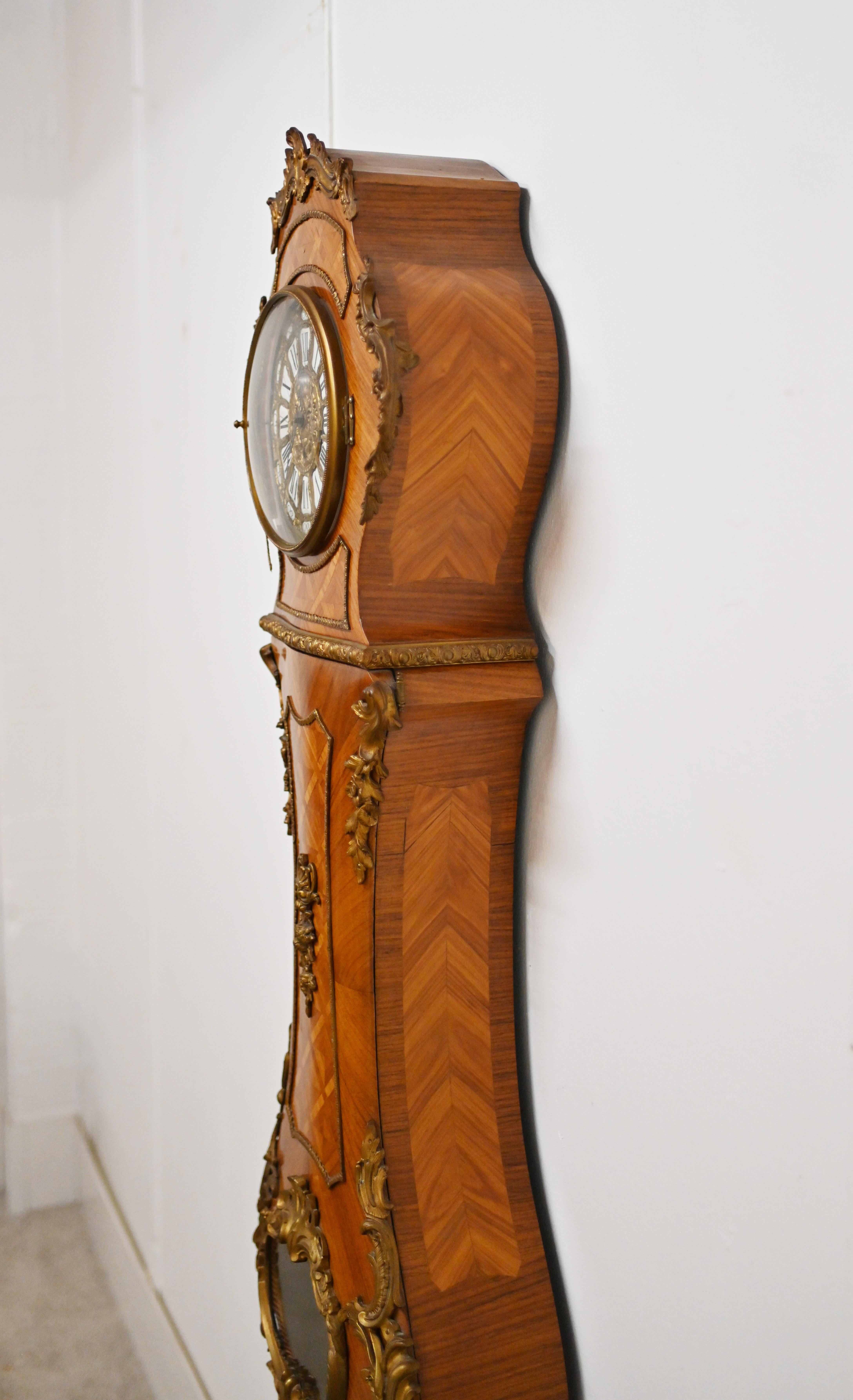 French Grandfather Clock Kingwood Inlay For Sale 10
