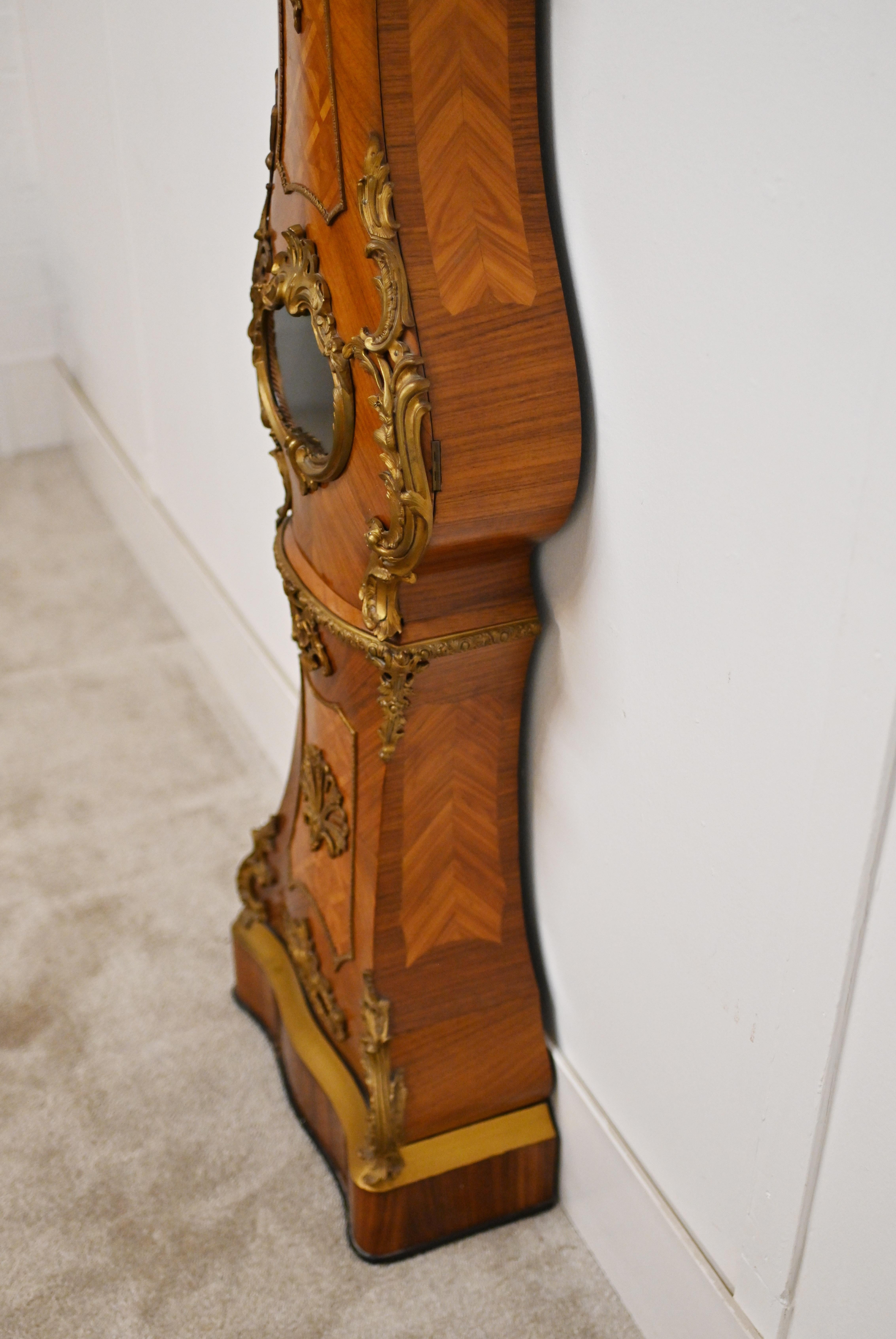 French Grandfather Clock Kingwood Inlay For Sale 11