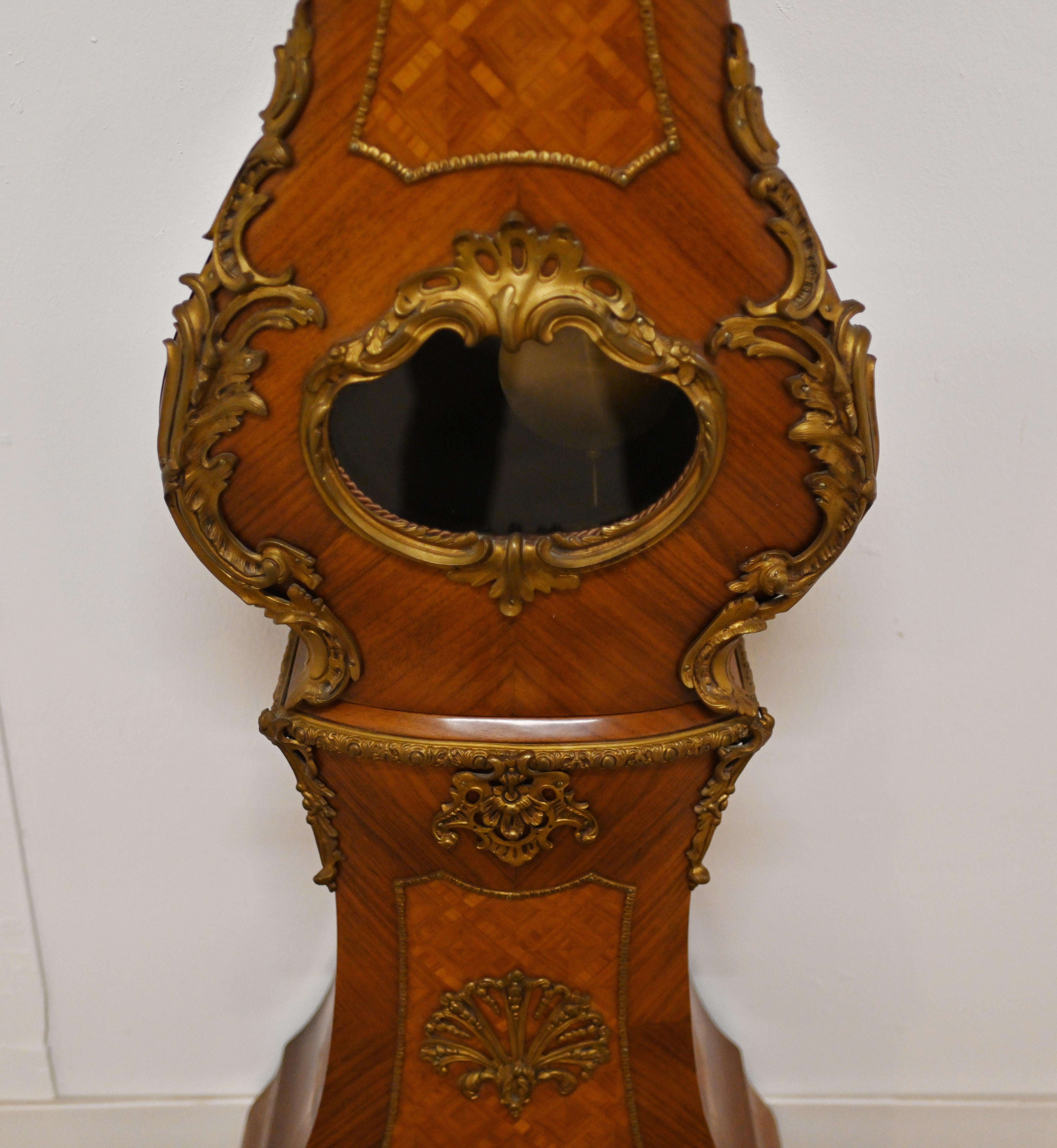 Mid-20th Century French Grandfather Clock Kingwood Inlay For Sale