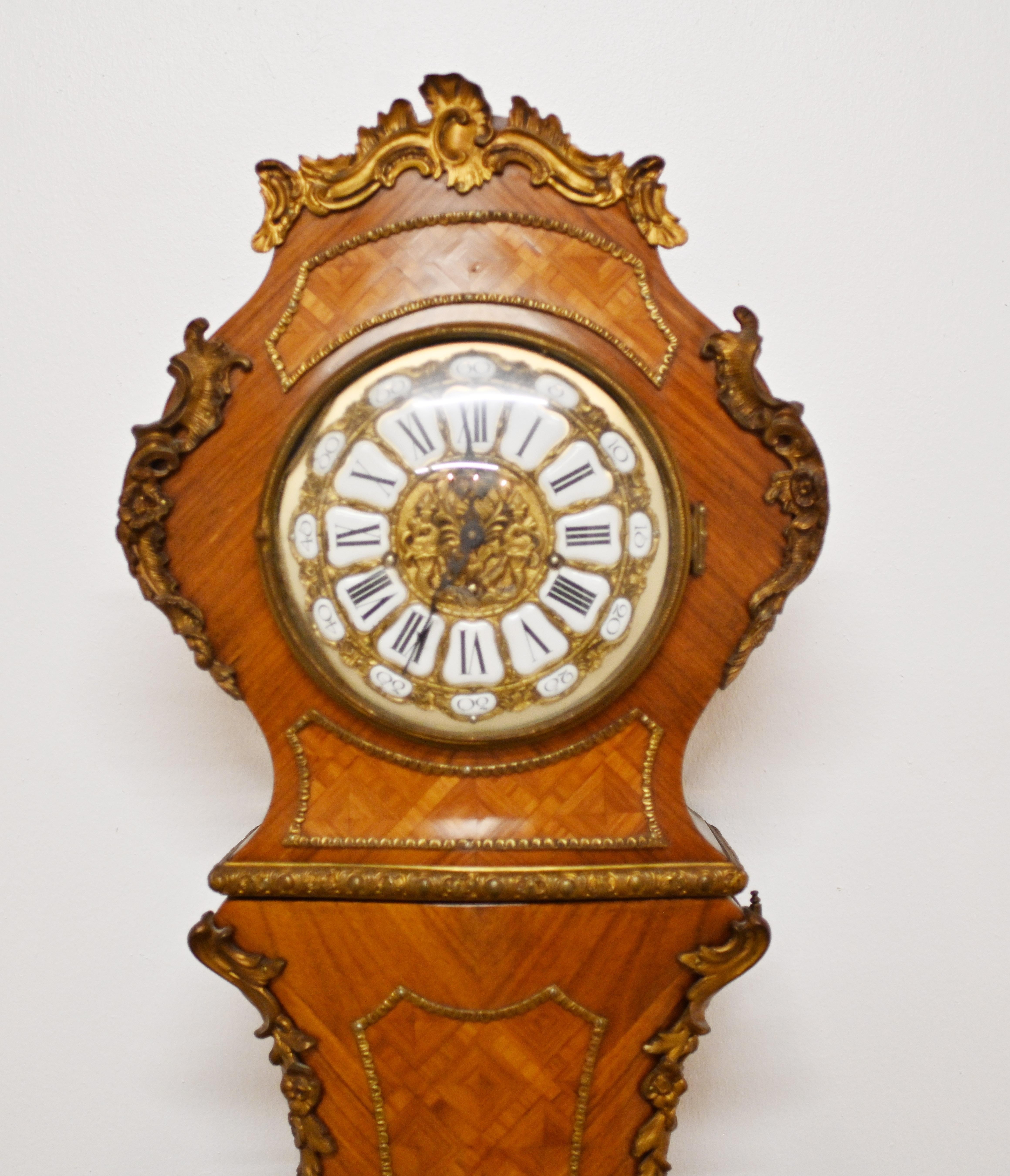 French Grandfather Clock Kingwood Inlay For Sale 1