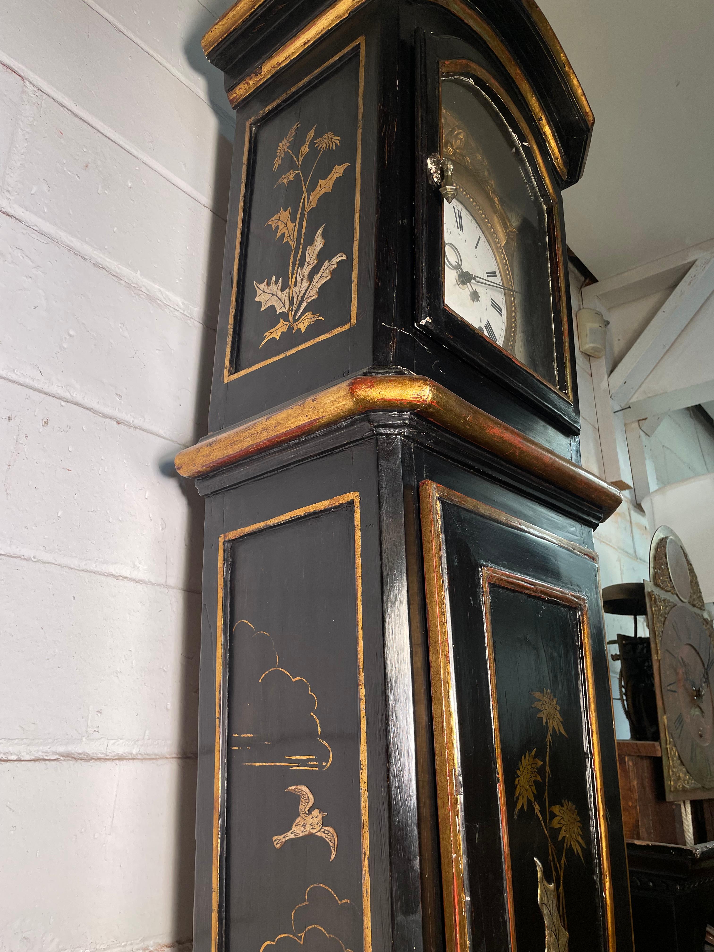 Chinoiserie French Grandfather Tall Case Clock For Sale