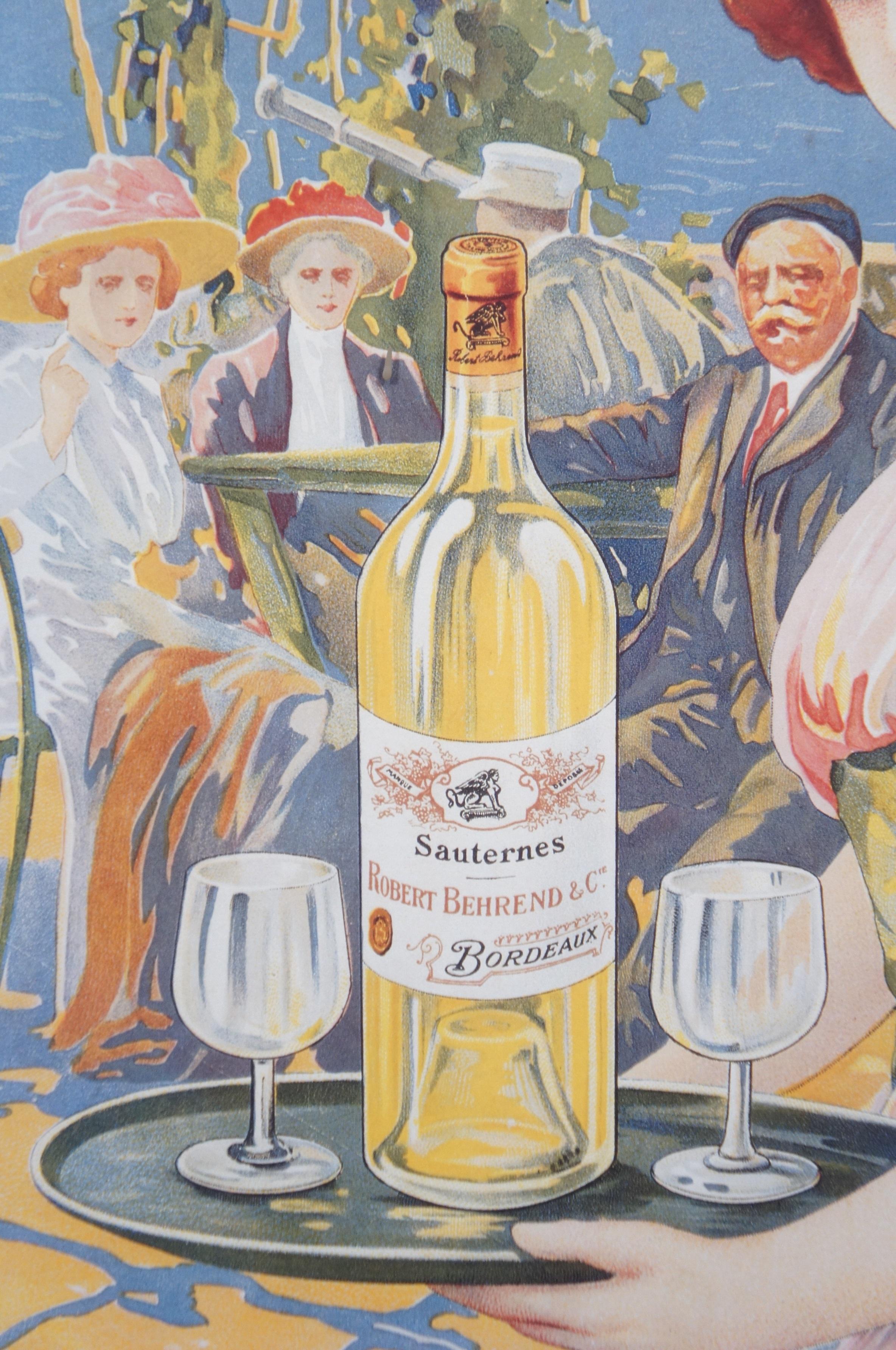 French Grands Vins de Bordeaux Robert Behrend & Cie Wine Poster 33