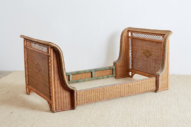 French Grange Art Deco Wicker Sleigh Bed at 1stdibs